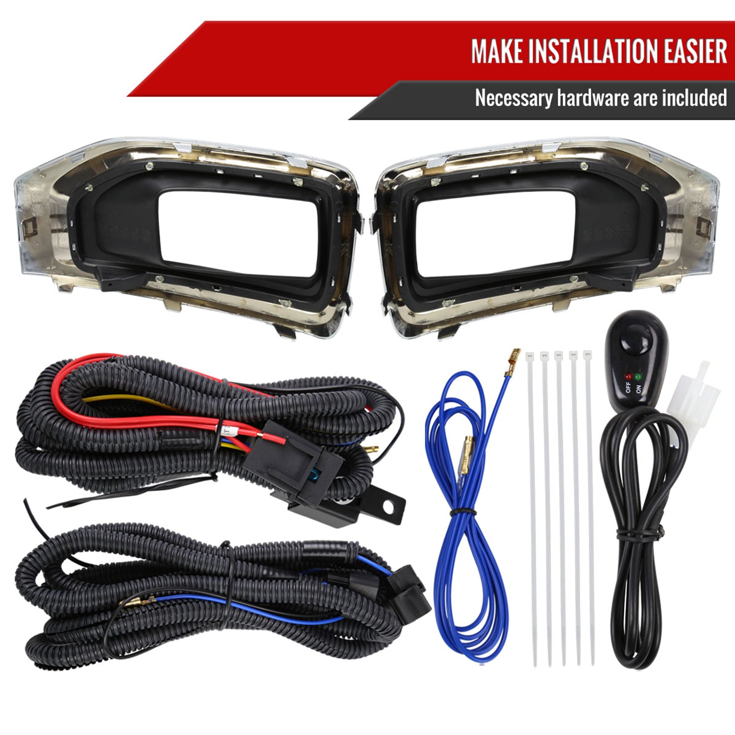 2015-2018 GMC Yukon/Yukon XL Bumper Fog Lights Kit Chrome Housing/Clear Lens