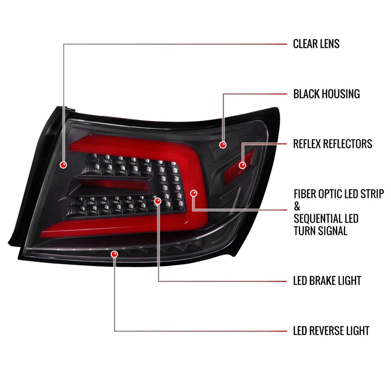 2008-2014 Subaru ImprezaWRX/STI Red LED Turn Signal Tail Lights Matt Black