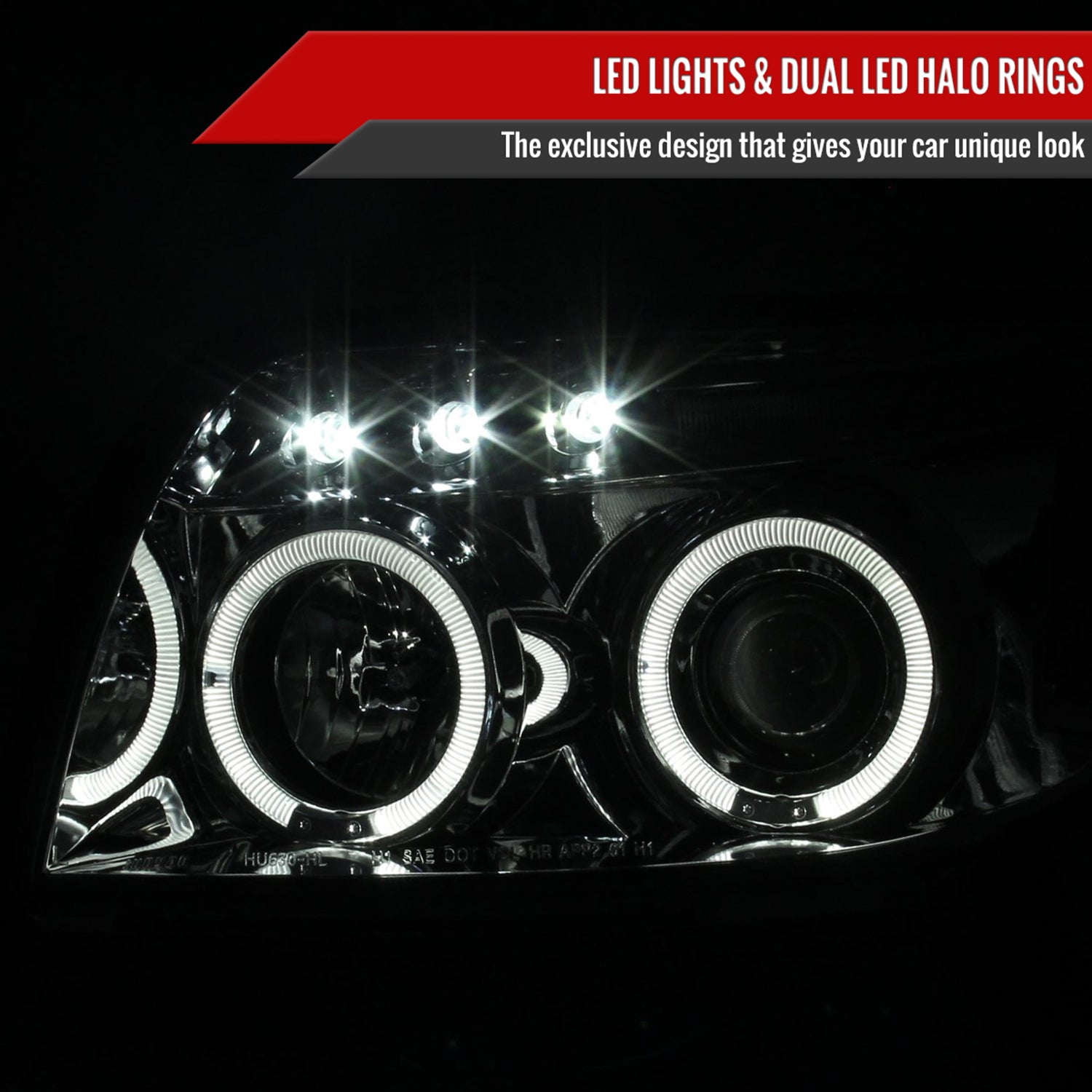 2003-2005 Toyota 4Runner Dual Halo Projector Headlights Chrome/Clear Lens