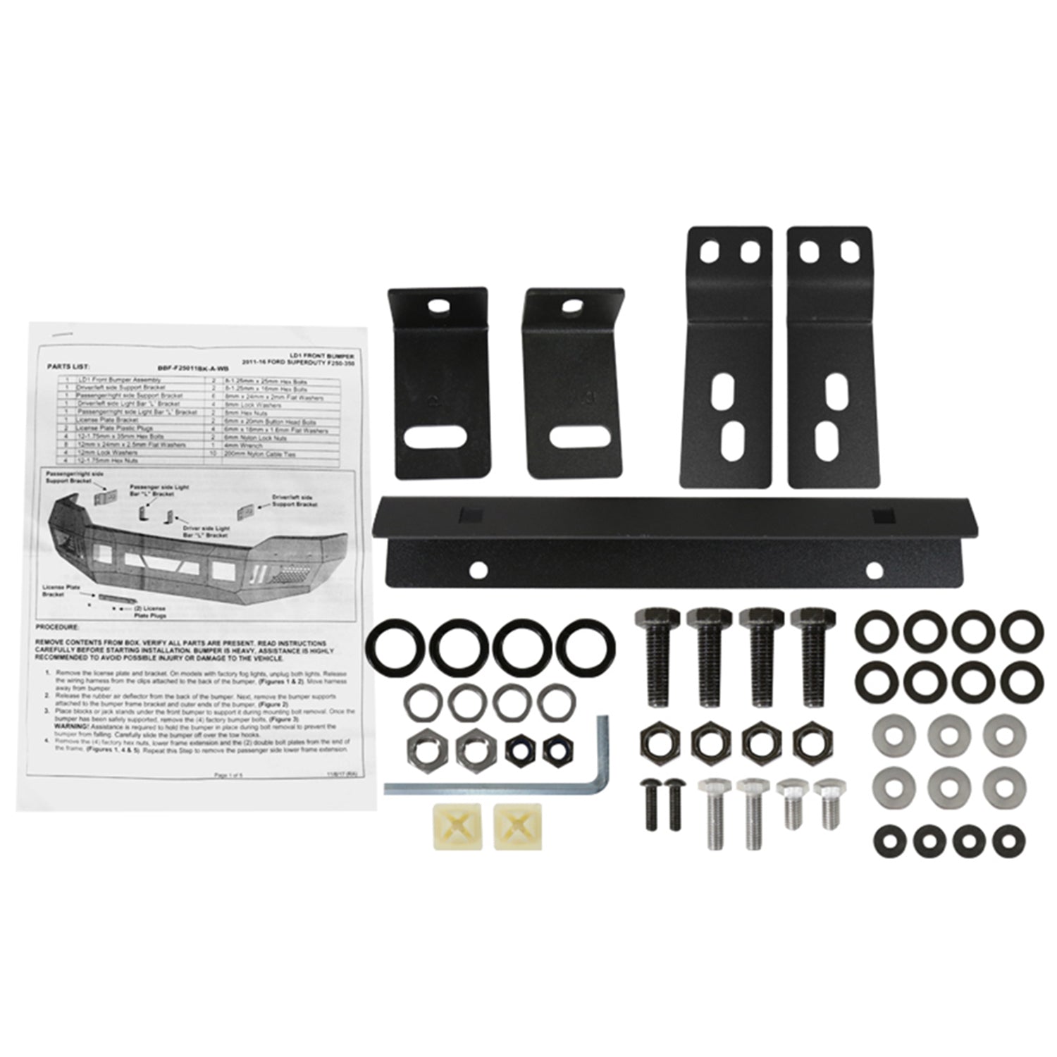 2011-2016 Ford F-150/F-250 Black Heavy Duty Steel Front Bumper LED Light Ports