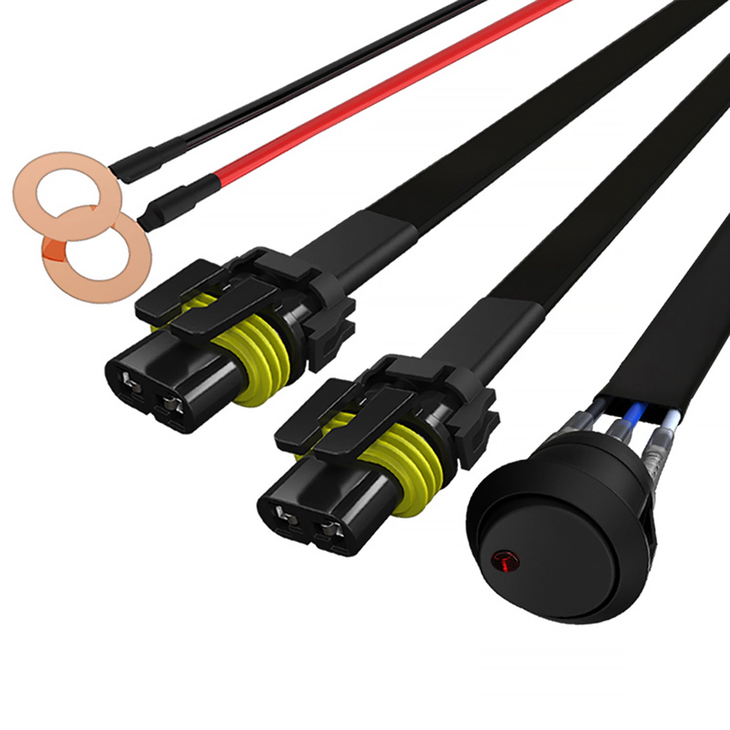 Universal 9' 14 Gauge Fog Lights Wiring Kit 2 Connectors Fuse Switch & Relay