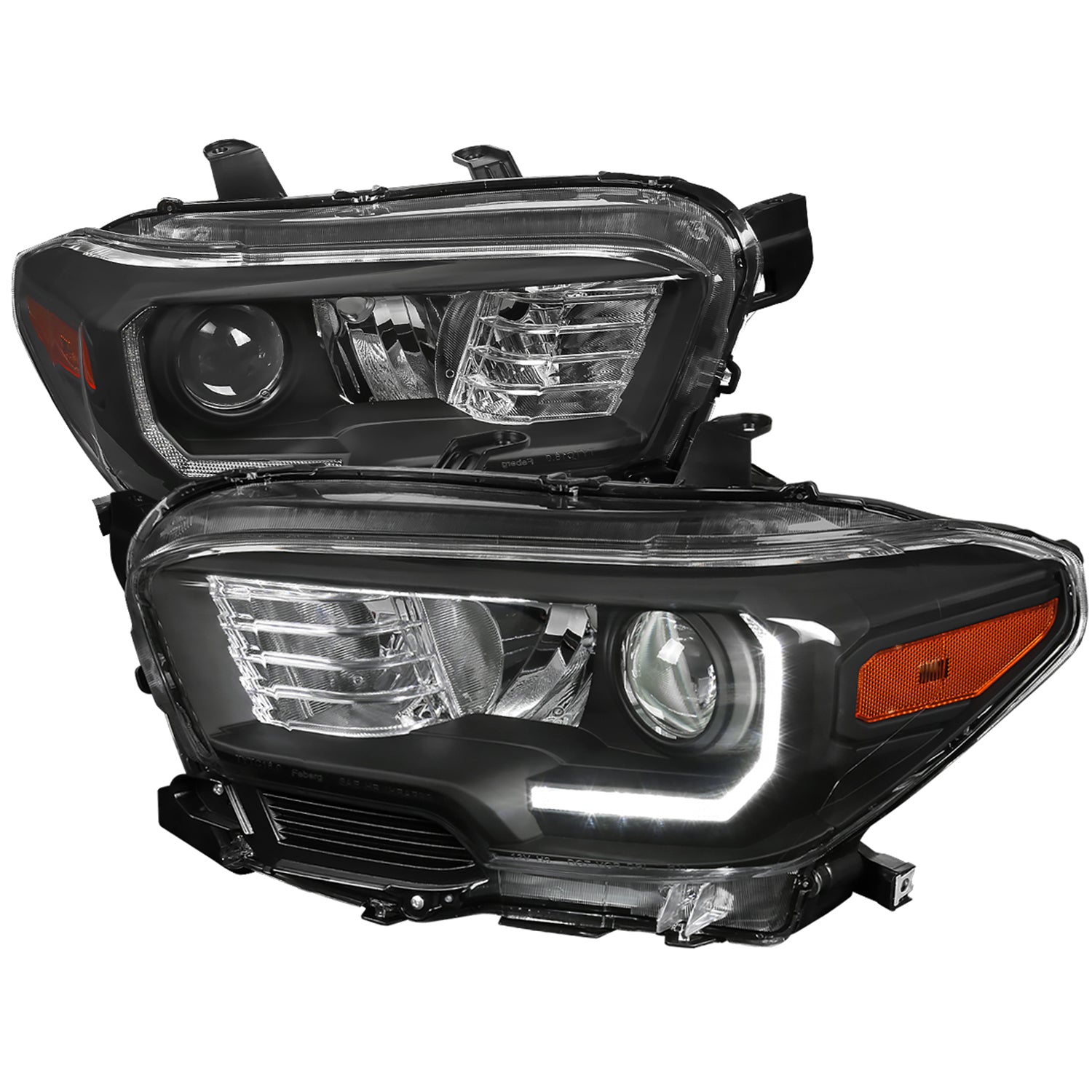 2016-2023 Toyota Tacoma LED Bar Projector Headlight Matte Black/Clear Lens