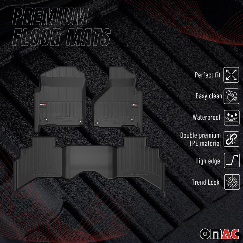 2012-2024 RAM 1500 / 1500 Classic Quad Cab Premium Floor Mats Liners Full Set All Weather Heavy Duty