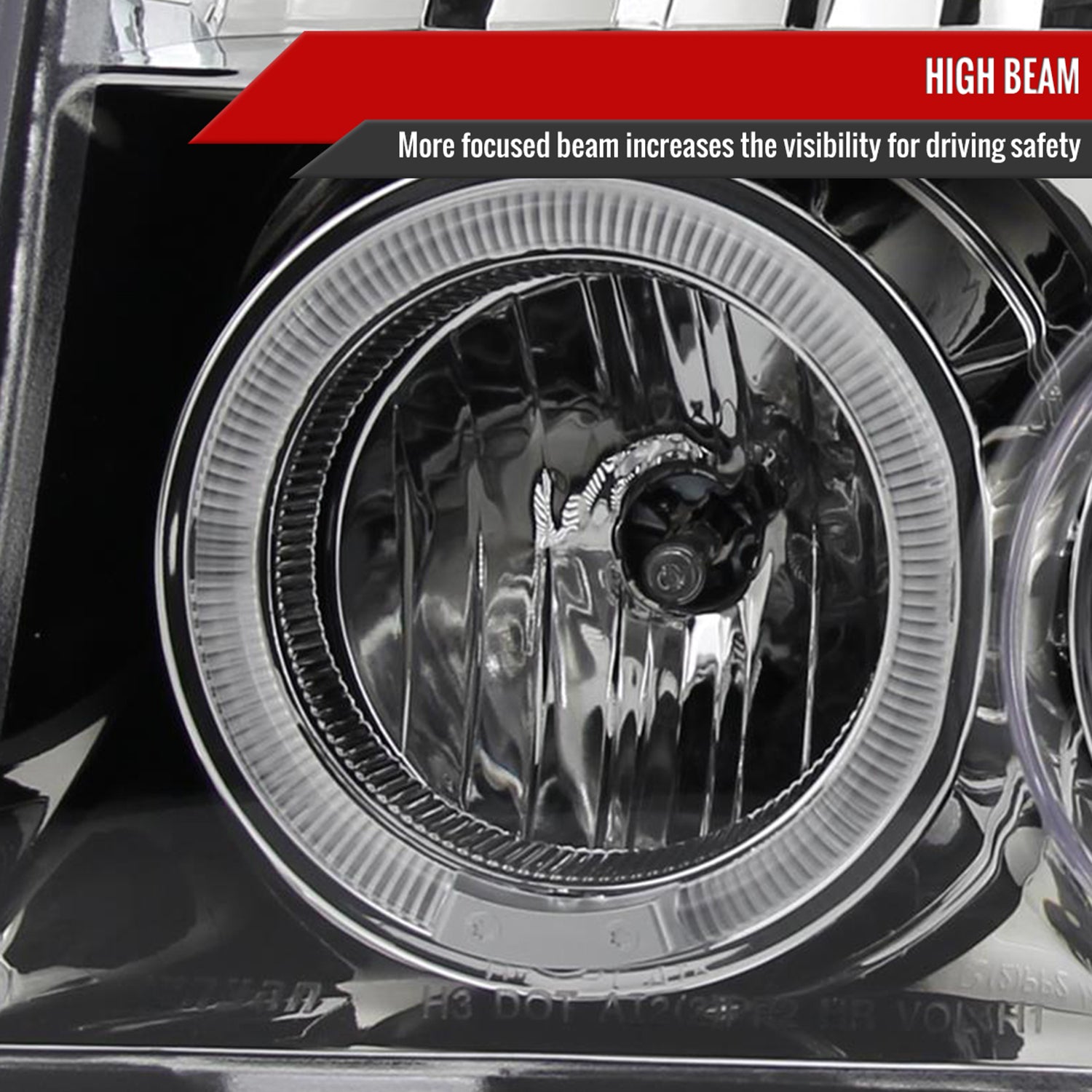 1992-1996 Ford F150 F-250 F-350 Bronco Dual Halo Projector Headlights Chrome