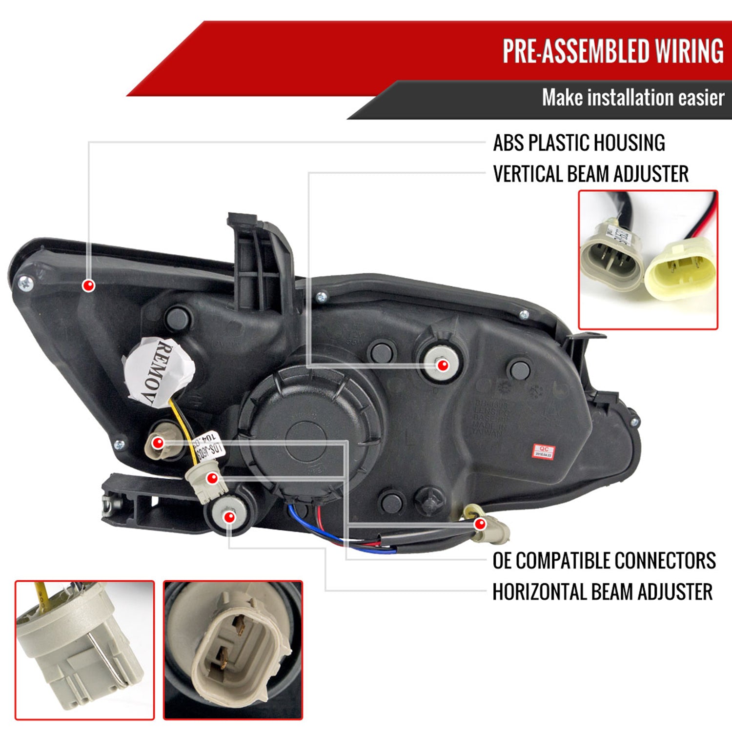 2011-2013 Scion tC LED Bar Projector Headlights LED Turn Signal Lights Black