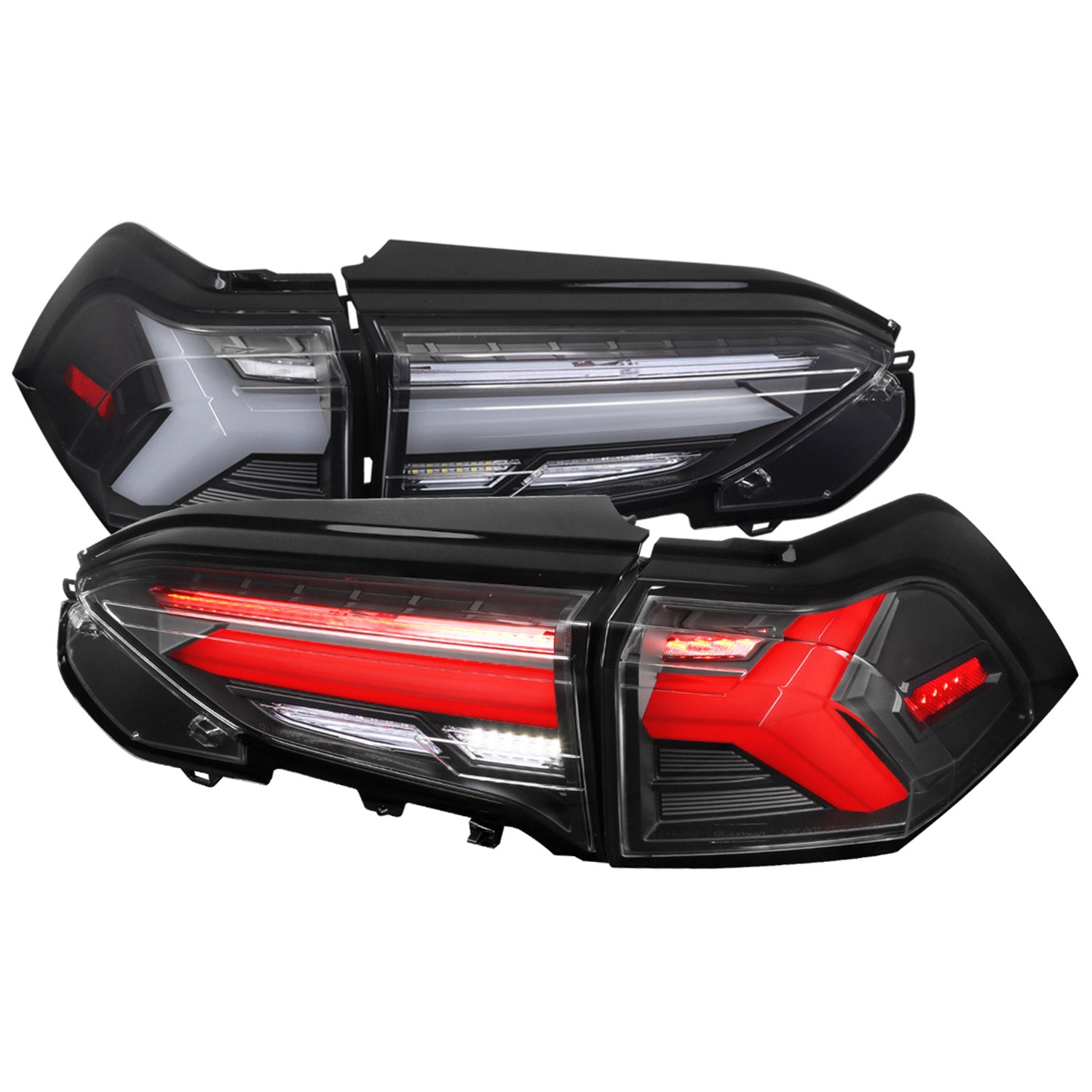 2019-2024 Toyota RAV4 White LED Bar Signal Tail Lights Matt Black/Clear