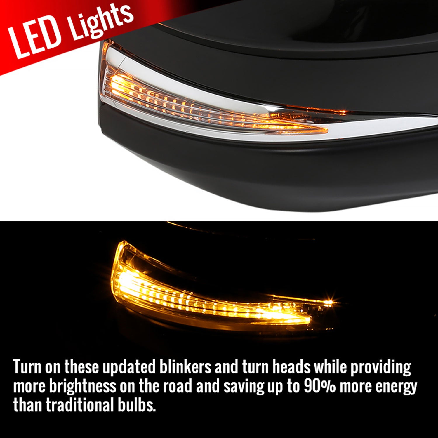 2013-2015 Toyota RAV4 Black 7Pin Heated Side Mirror LED Turn Signal Passenger