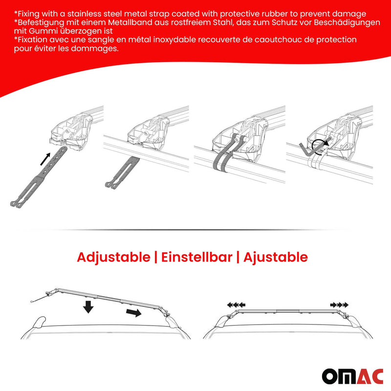 2002-2007 Jeep Cherokee Kj Roof Rack Cross Bars Silver