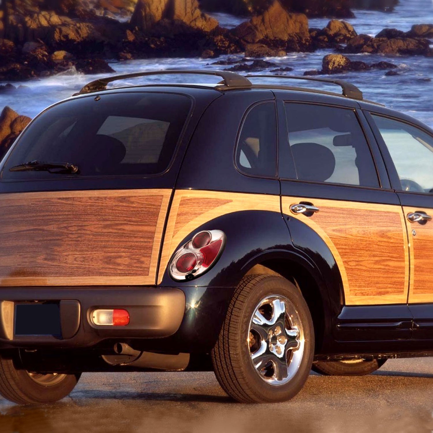 2001-2005 Chrysler PT Cruiser Tail Lights Chrome Housing/Clear Lens