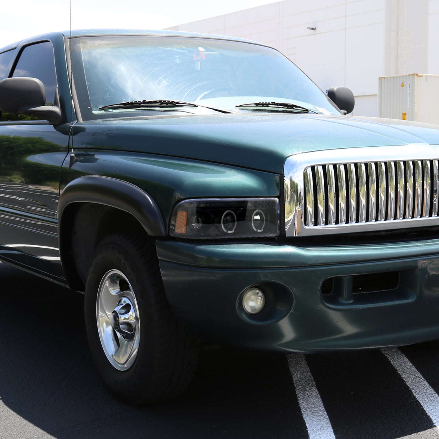 1994-2001 Dodge RAM 1500 2500 3500 Dual Halo Projector Headlights Jet Black