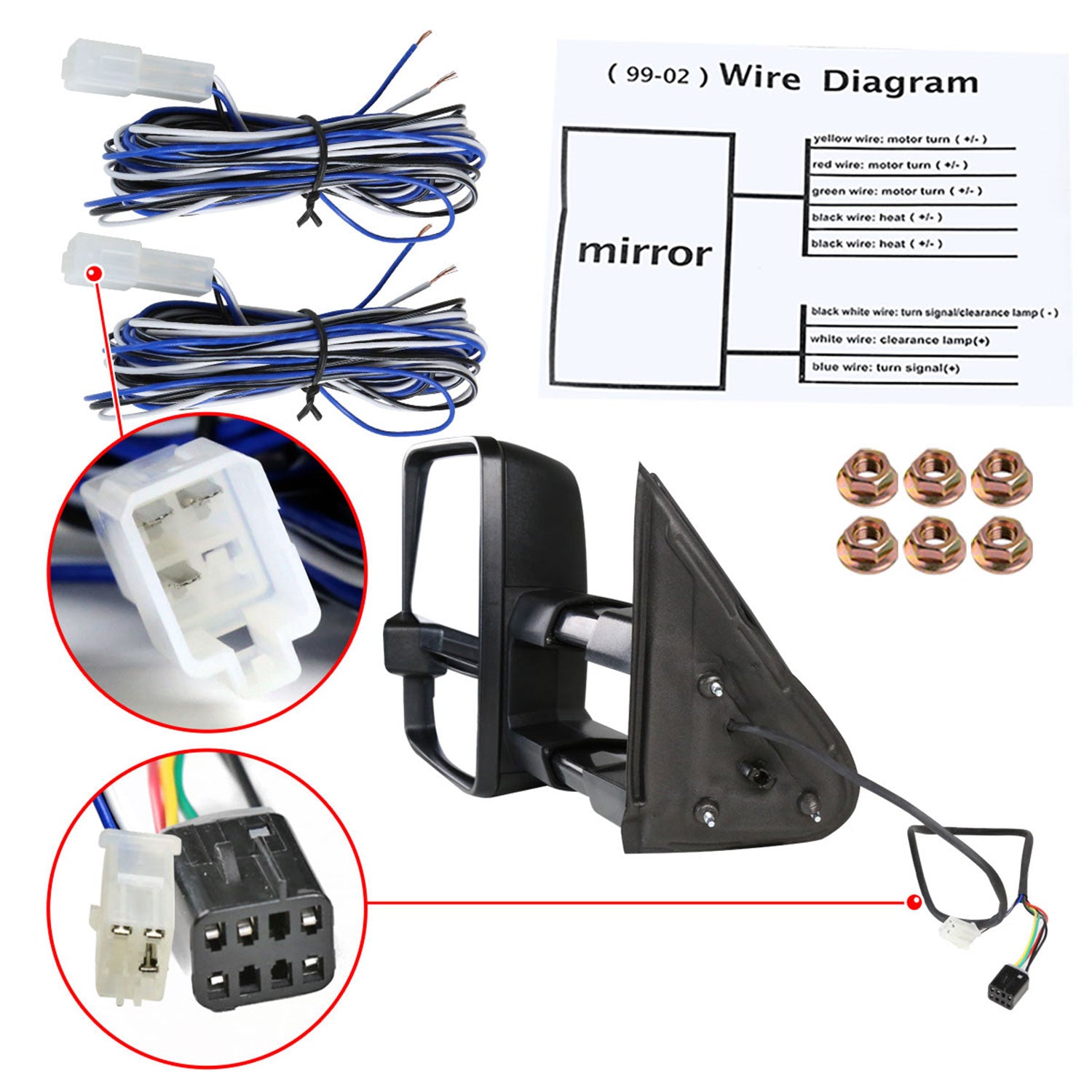 1999-2002 Chevy Silverado/Tahoe/Sierra/Yukon/XL Heated Towing Mirrors Amber