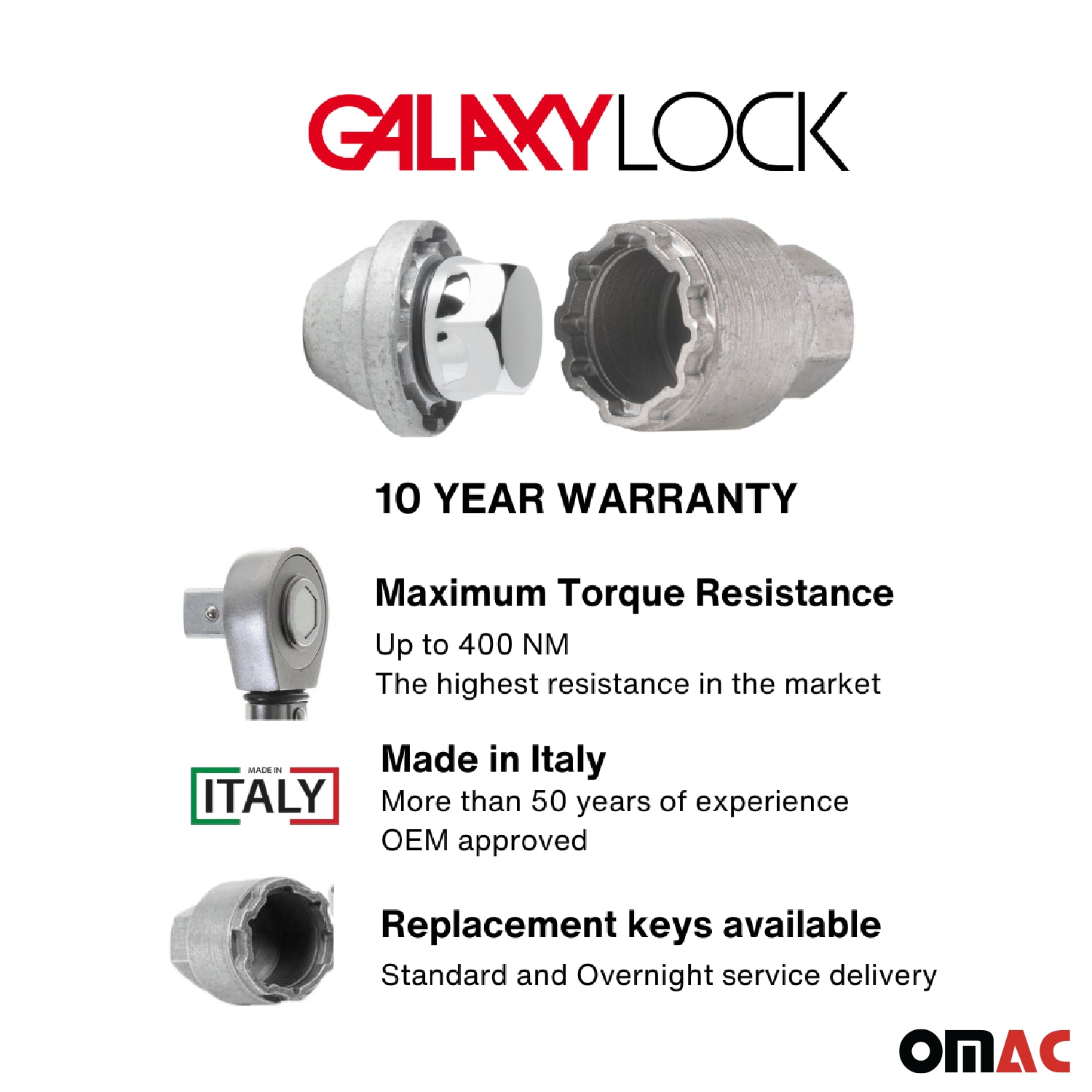 Wheel Lock Kit for GMC Terrain M12X1.5 Nut Chromed 4Locks & 1Key