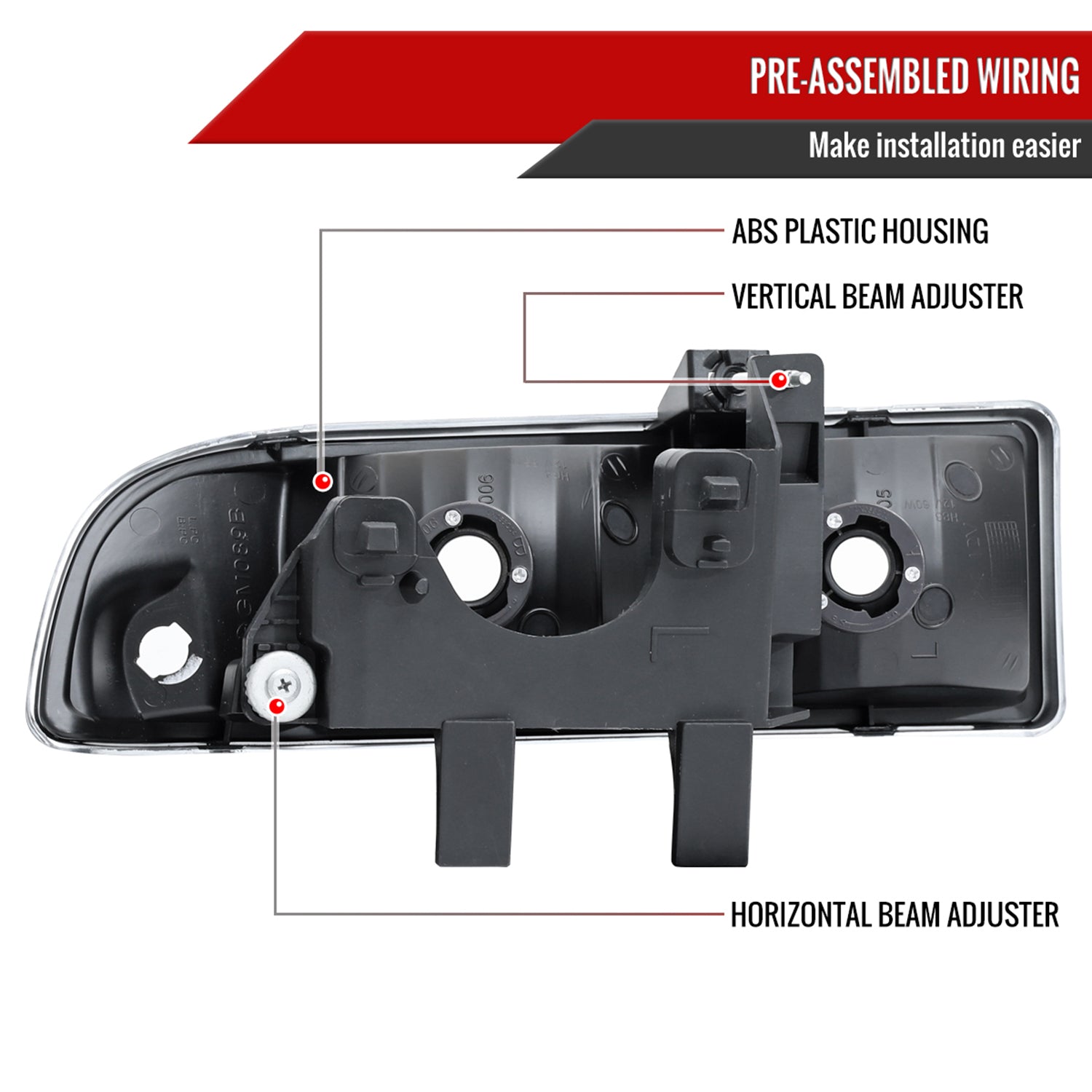 1998-2004 Chevy S10/Blazer Factory Style Headlights Matte Black/Clear Lens