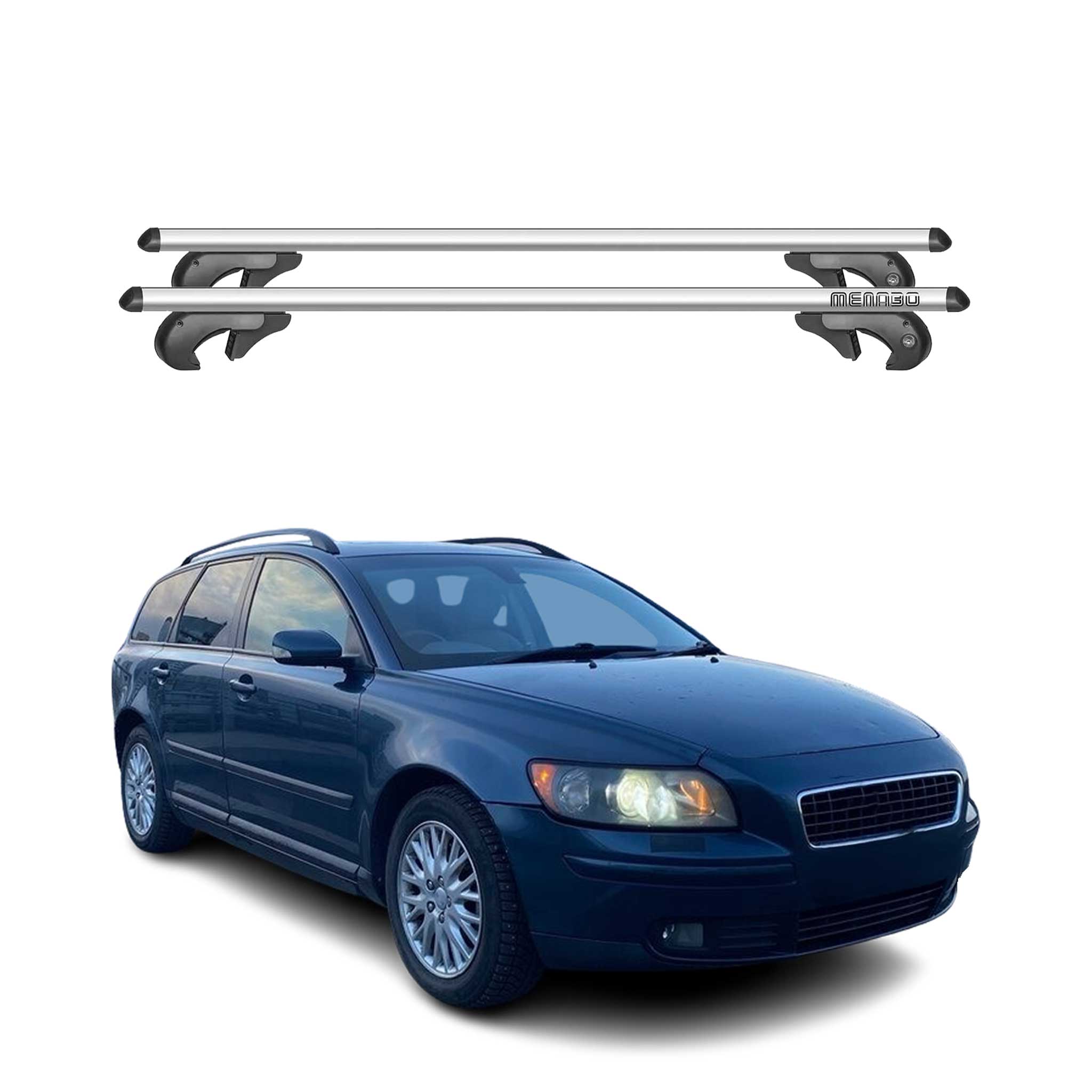 2004-2008 Volvo V50 Roof Rack Cross Bars Silver