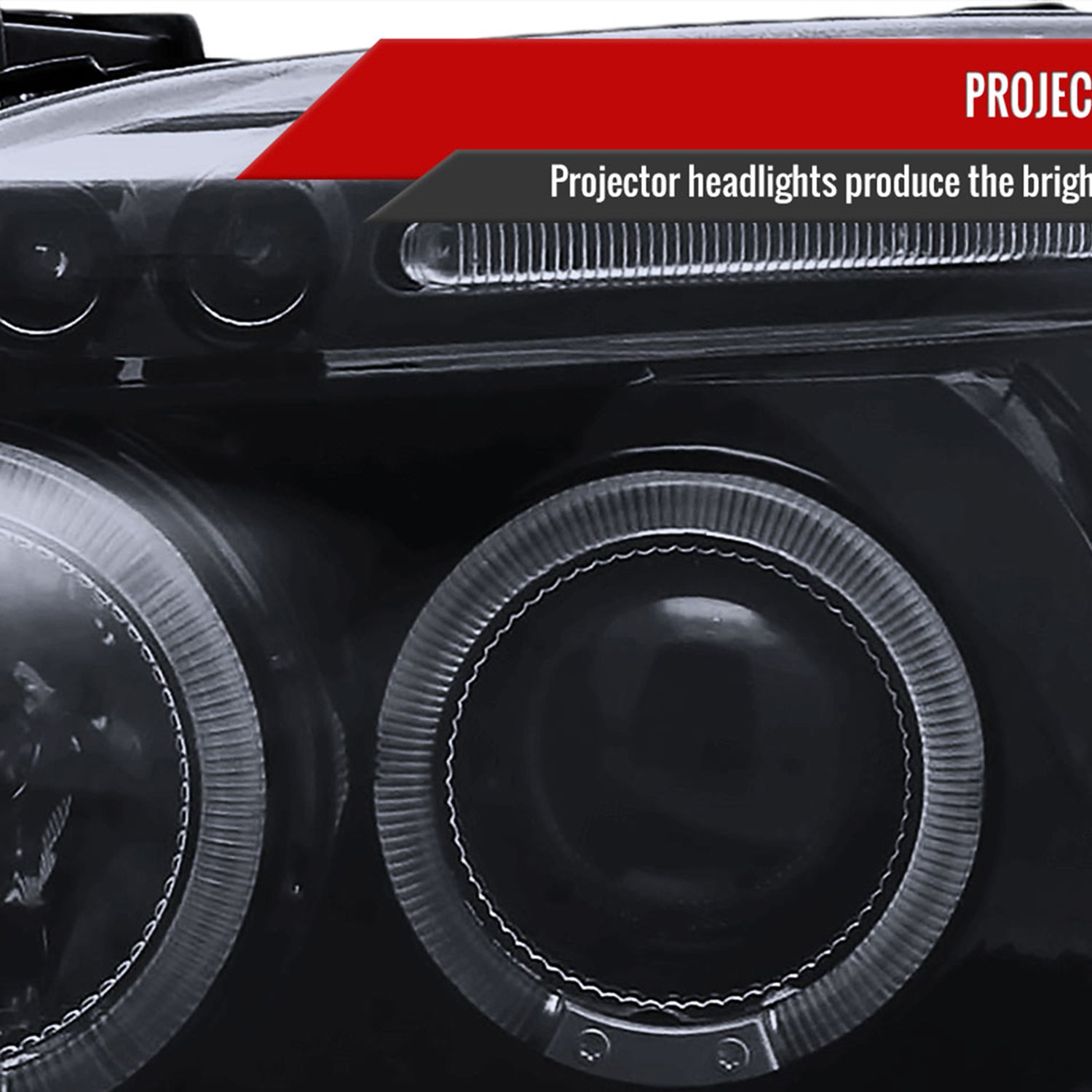 1996-1998 Honda Civic Dual Halo Projector Headlights Glossy Black/Smoke Lens