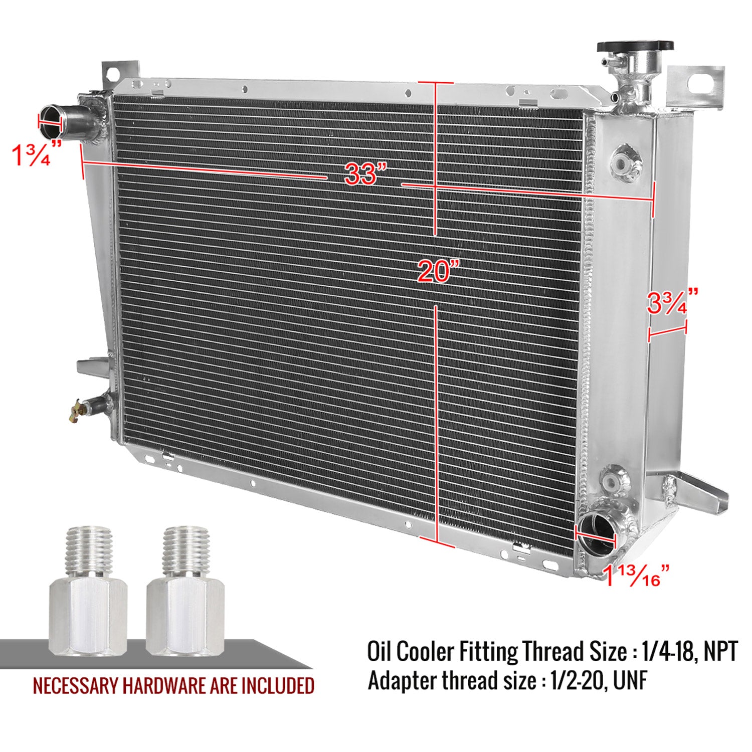 1985-1996 Ford F-150/250/ F350/ Bronco 4.9L L6 3Row Alu Performance Radiator