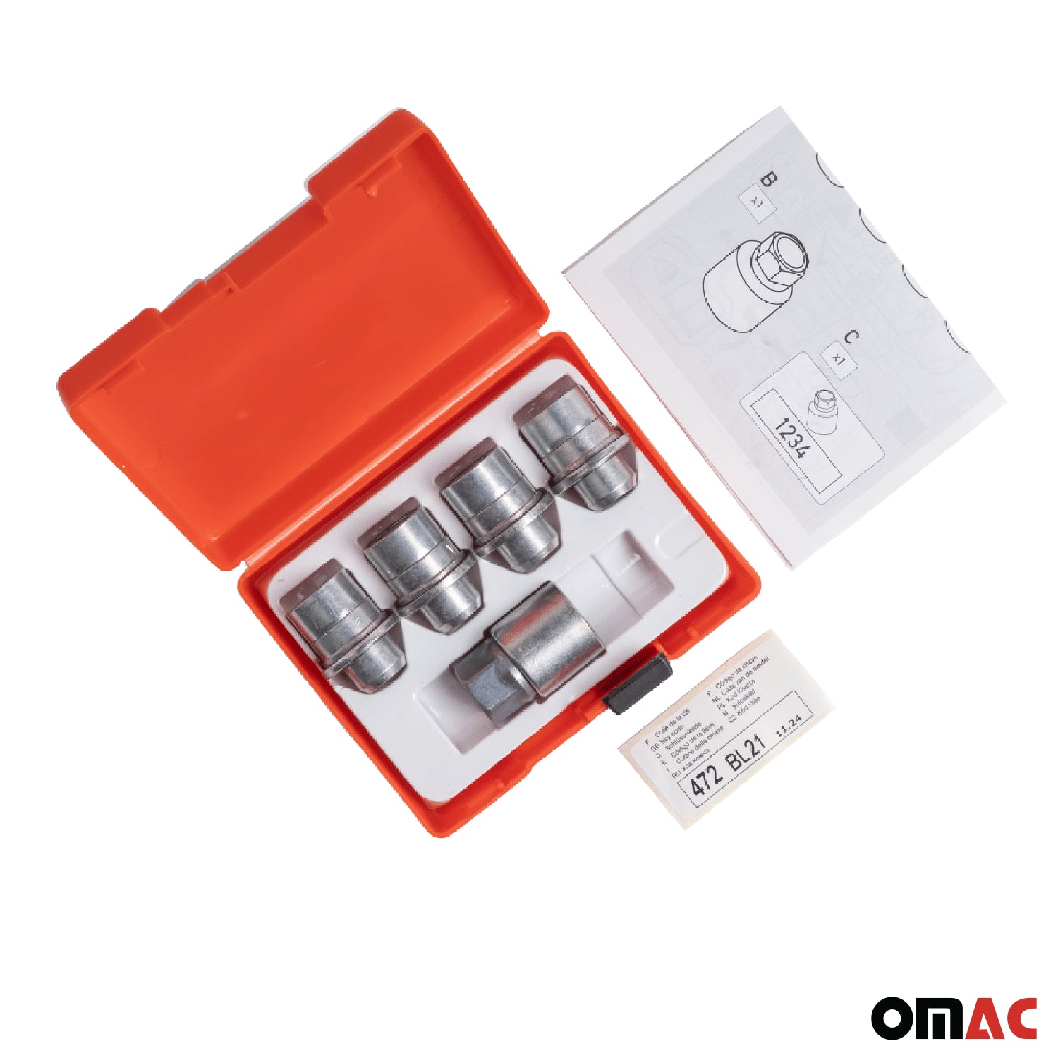 Wheel Lock Kit for Land Rover Defender M14X1,5 Galvanized Silver 4Locks & 1Key