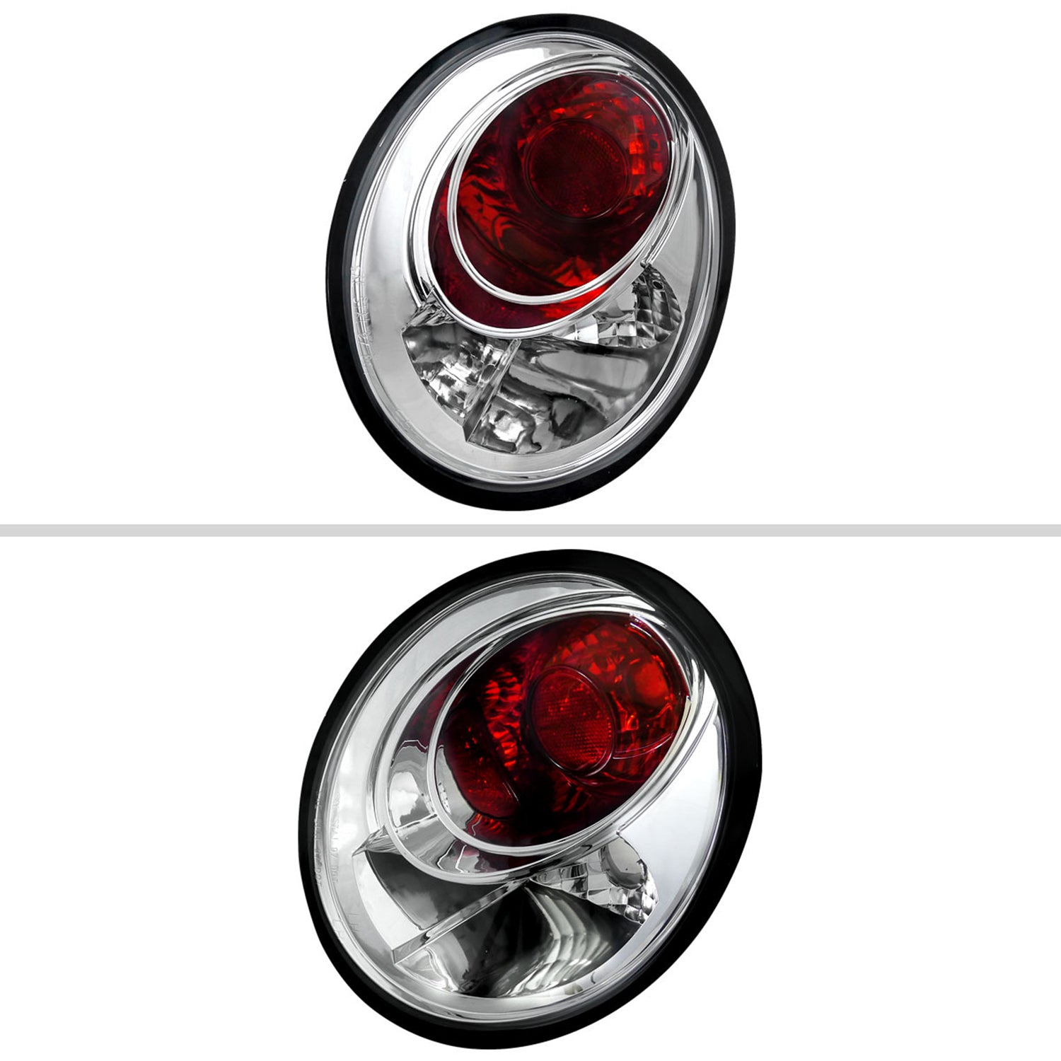1998-2005 VW Beetle Tail Lights Chrome Housing/Clear Lens