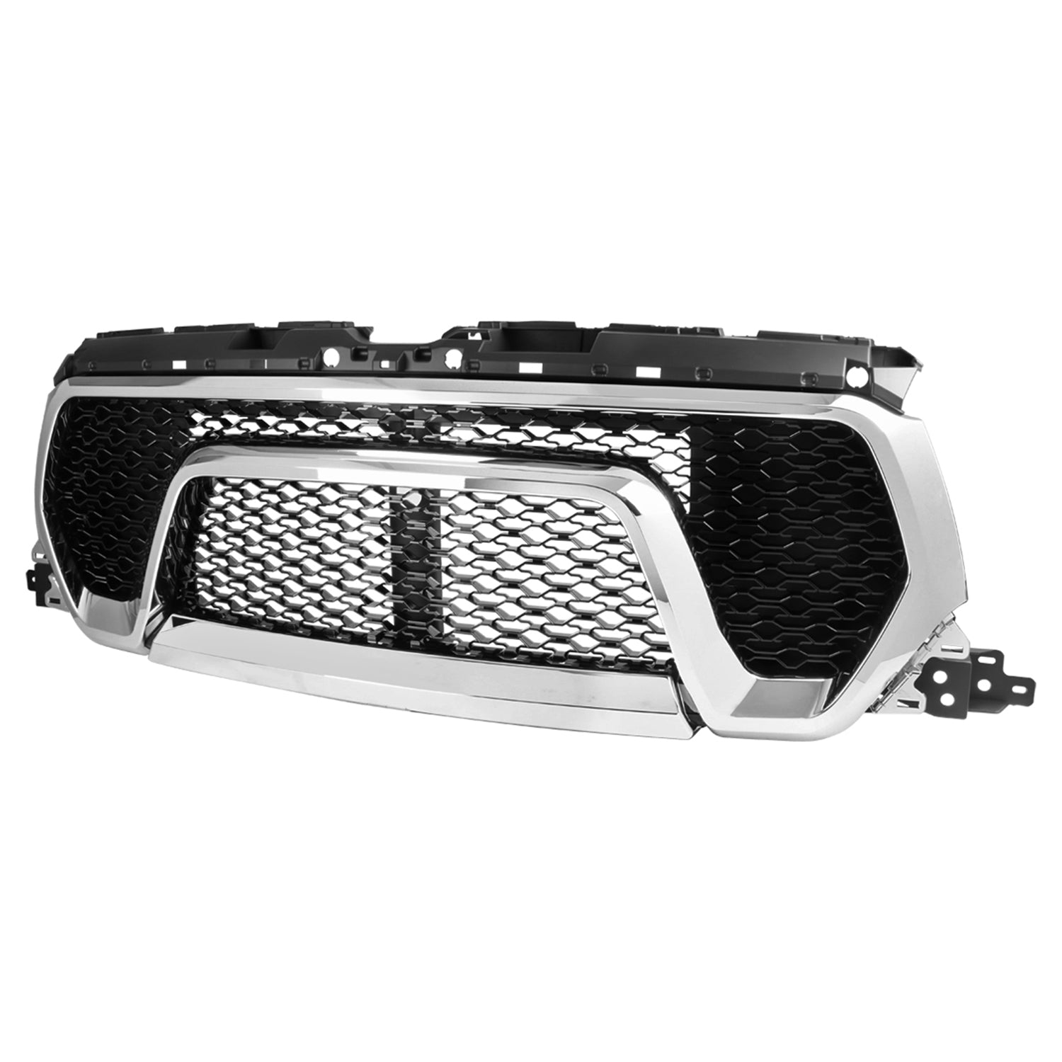 2019-2020 Dodge RAM 1500 Glossy Black ABS Chrome Trim Rebel Style Mesh Grille