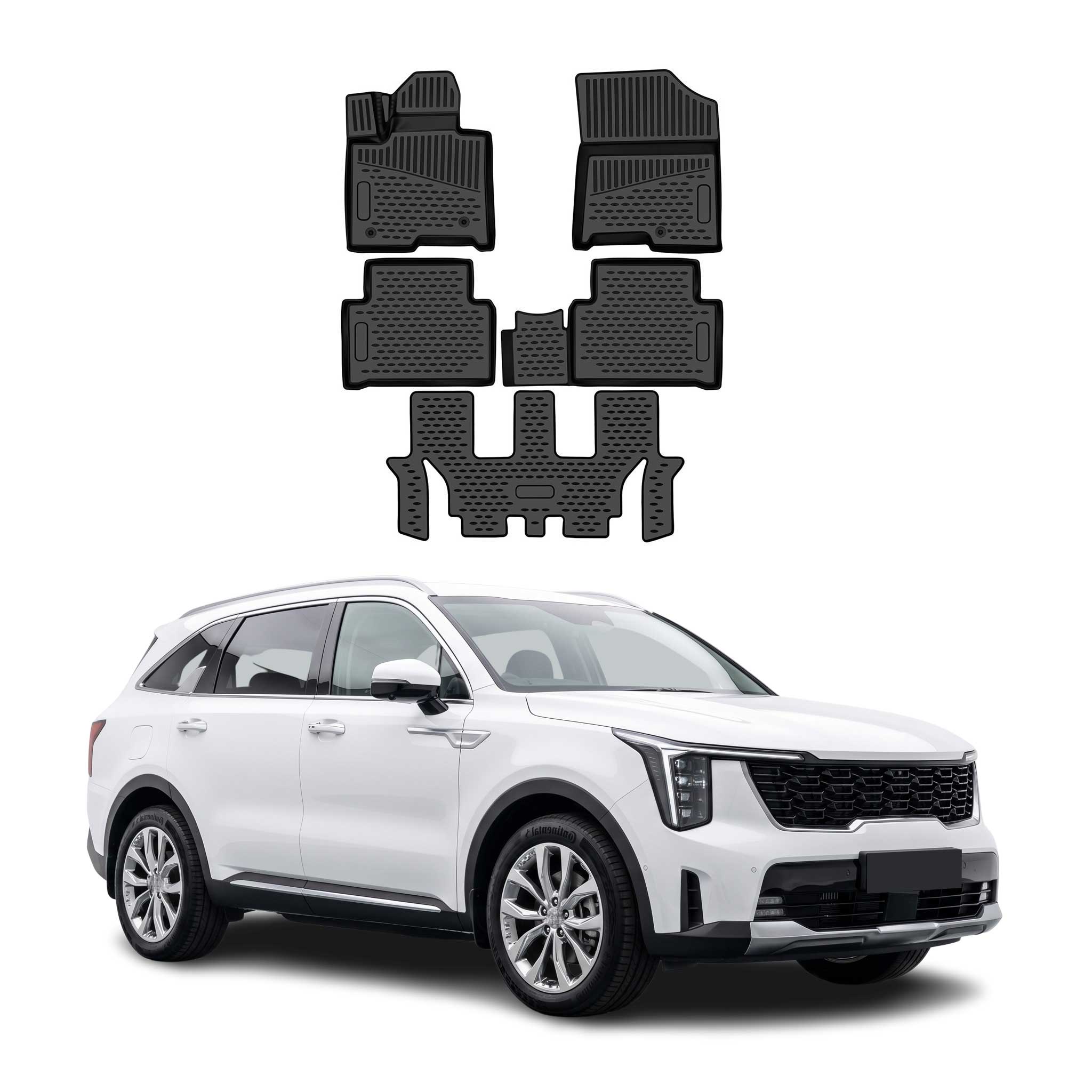 OMAC Floor Mats Liner for Kia Sorento 4.gen 2024-2026 Facelift Rubber TPE Black