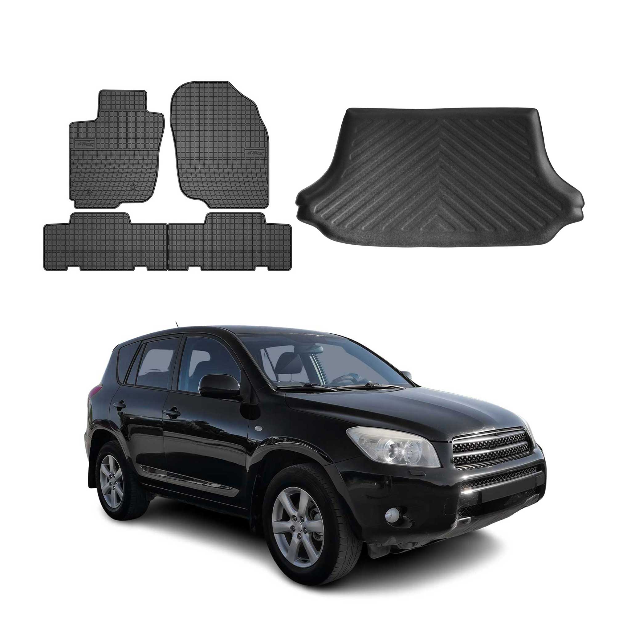 2006-2012 Toyota RAV4 3.gen Floor Mats & Cargo Liner Full Set All Weather Black