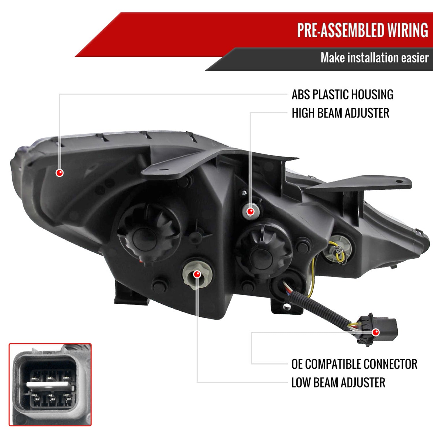 2011-2014 Hyundai Sonata Projector Headlights SMD LED Light Strip Chrome/Clear