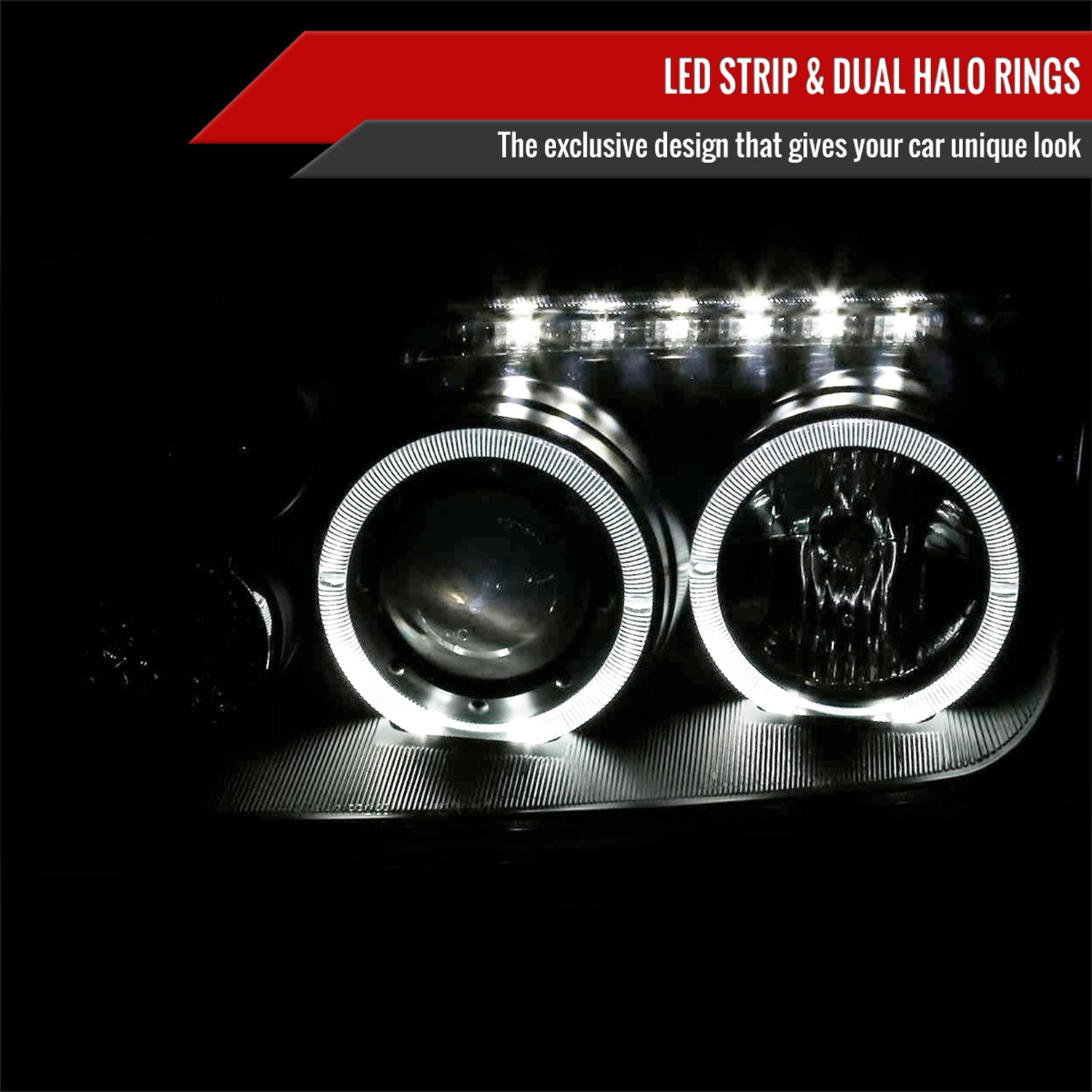 1999-2005 VW Jetta/Bora Mk4 Dual Halo Projector Headlights LED Light Smoke