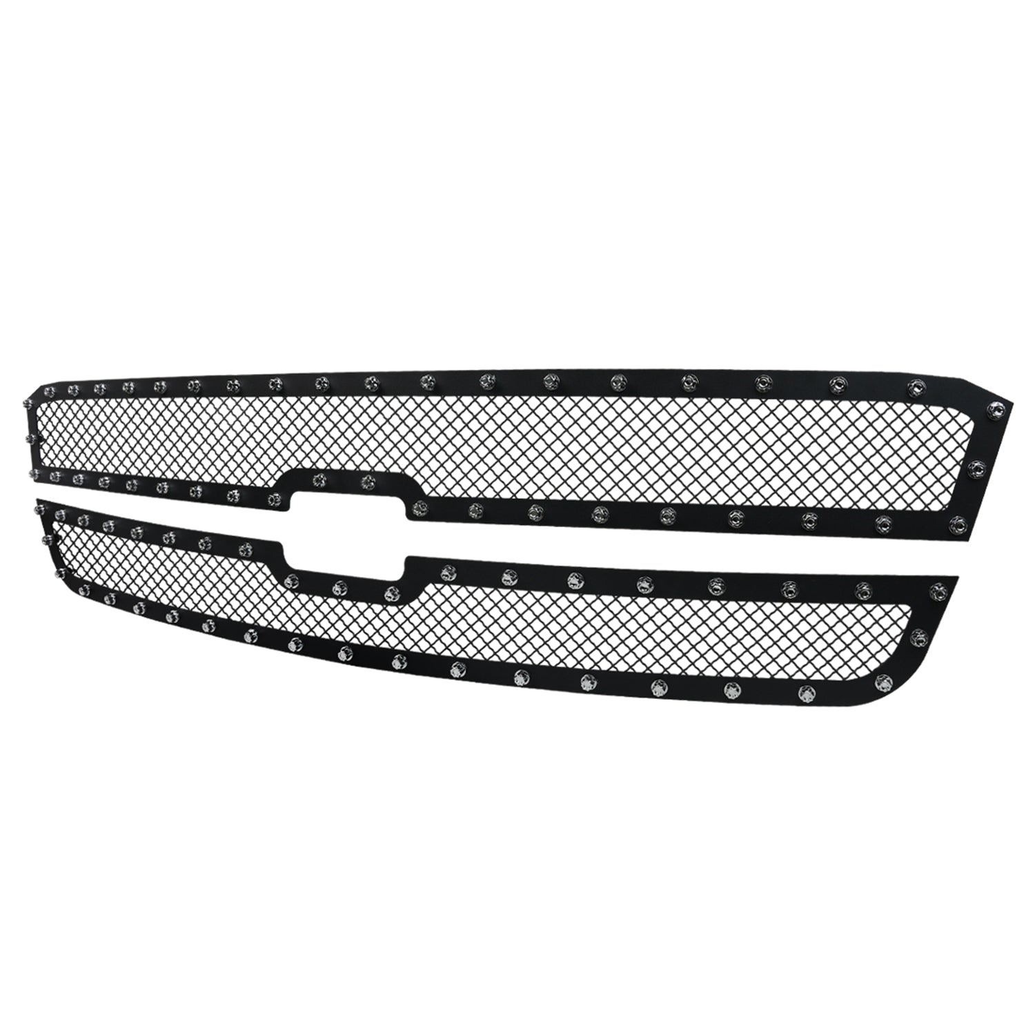 2003-2006 Chevy Silverado/Avalanche Rivet Black Steel 2PC Mesh Grille Insert