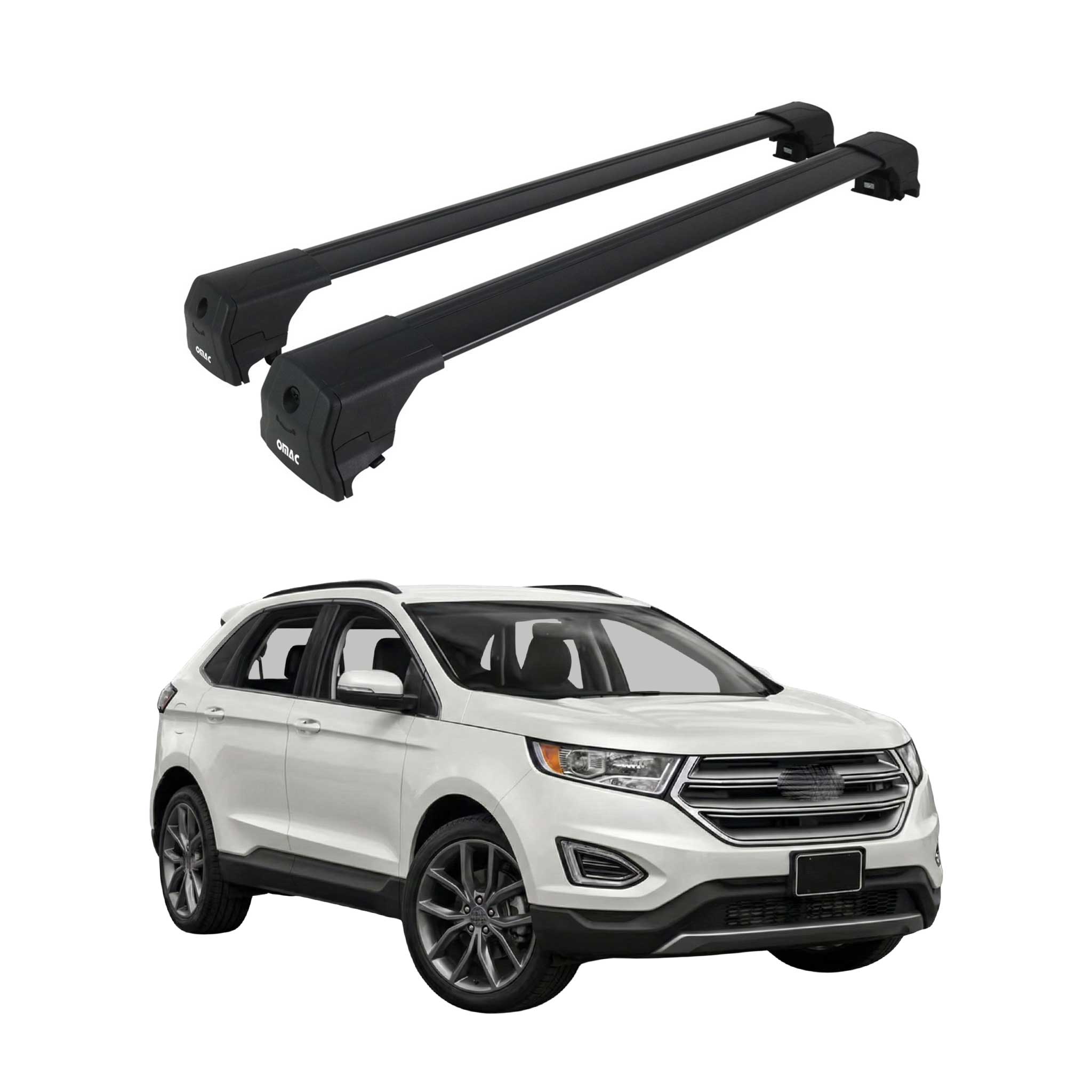 Aluminium Roof Racks Cross Bars Carrier for Ford Edge 2.gen 2015-2024 Black 2Pcs
