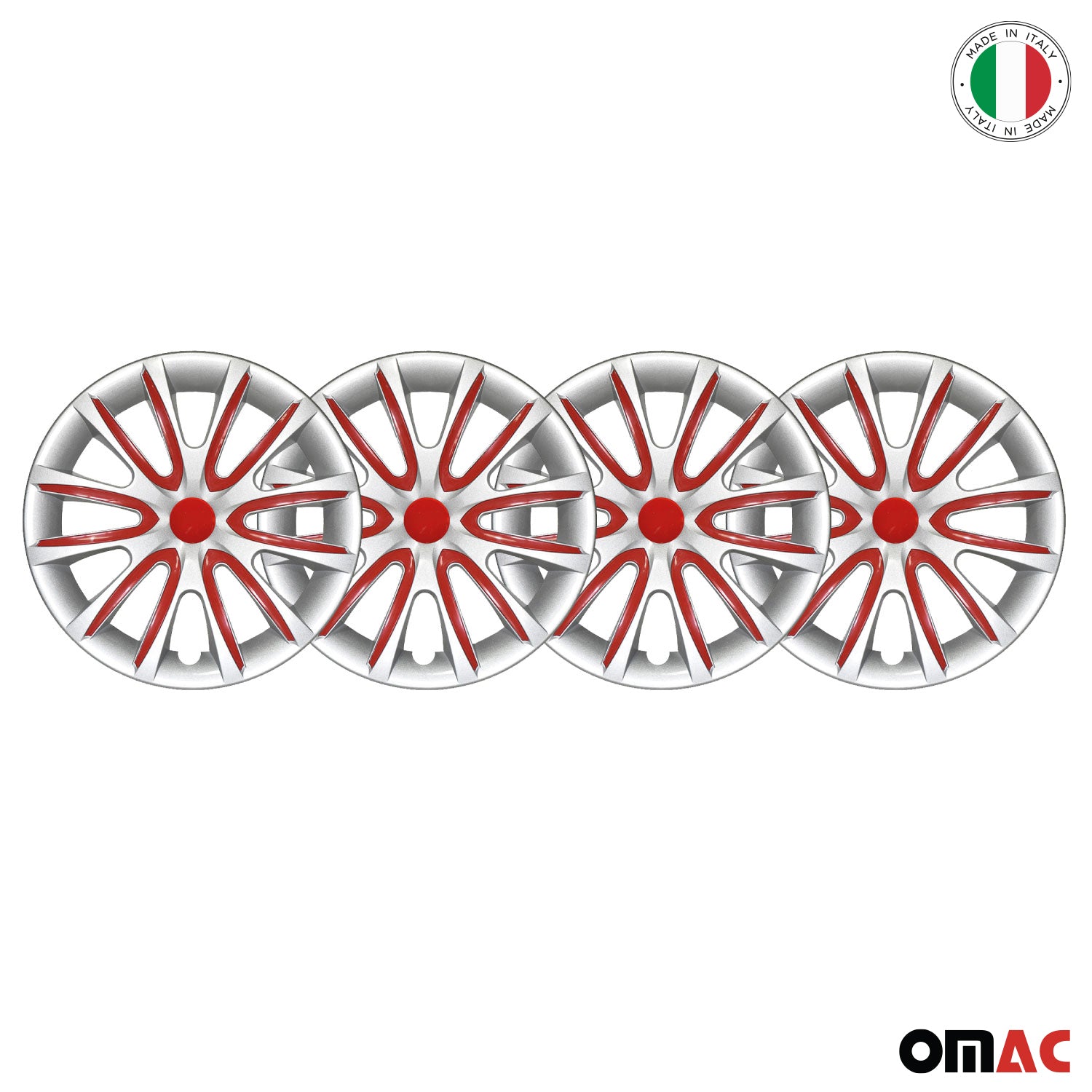 Bicolo Hub Caps Wheel Cover 14" Gray & Red Full Set 4 pcs.