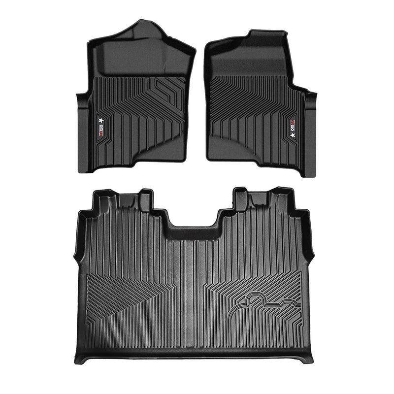 2010-2014 Ford F-150 Crewcab Premium Floor Mats Liners First and Second Row Set Black