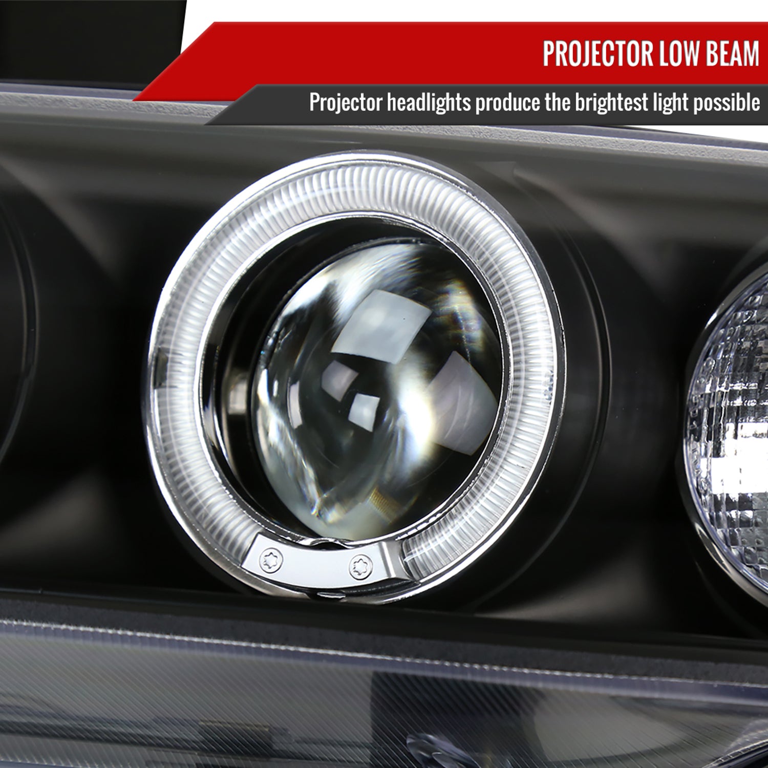 1994-1997 Honda Accord Dual Halo Projector Headlights Matte Black/Clear Lens