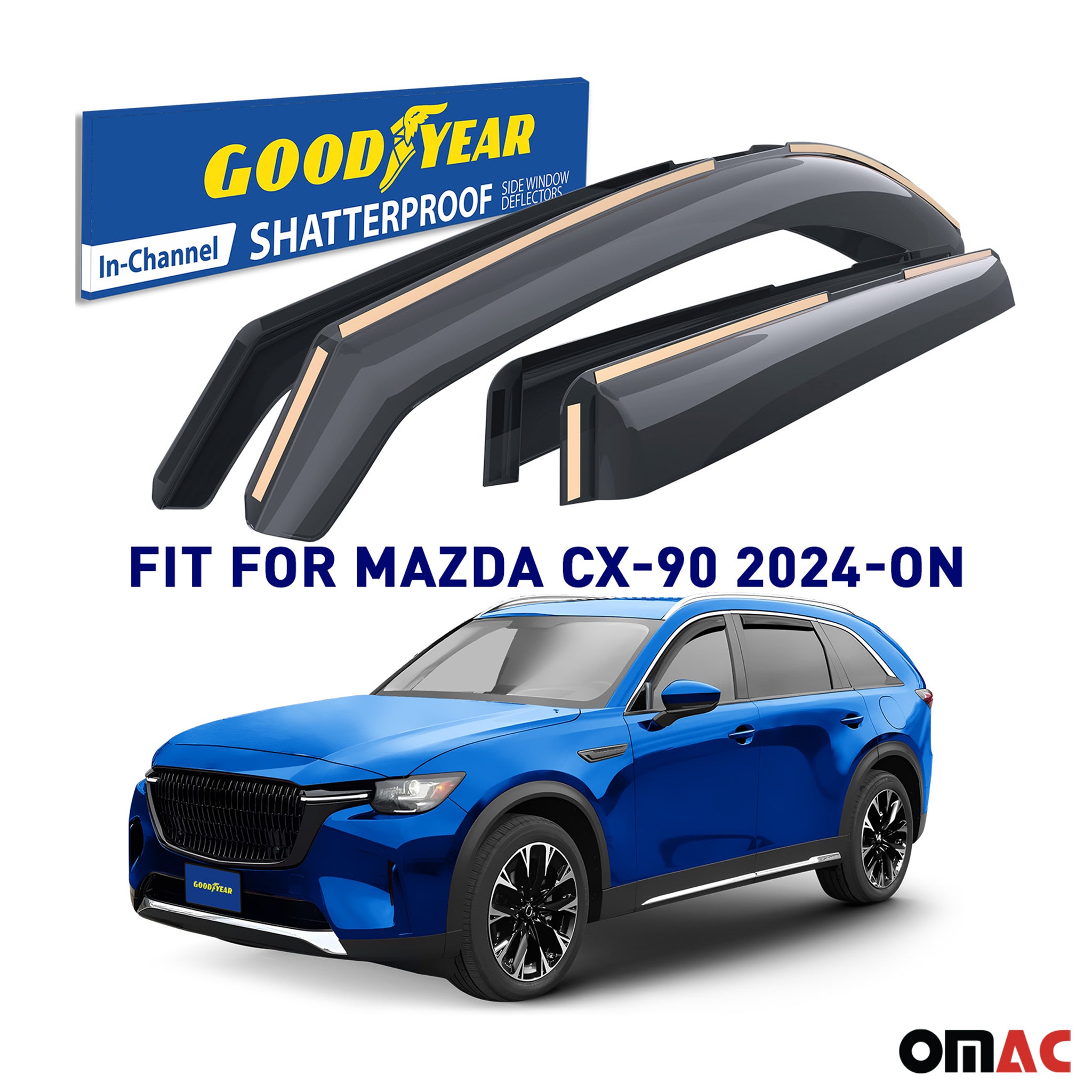 Goodyear Wind Deflectors for Mazda CX-90 2024-2025 In-channel Premium Smoke 4x