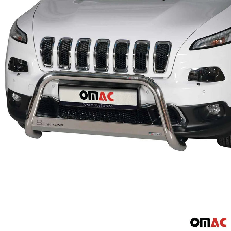 2014-2023 Jeep Cherokee Bull Bar Push Front Bumper Grille Silver 1 Pc