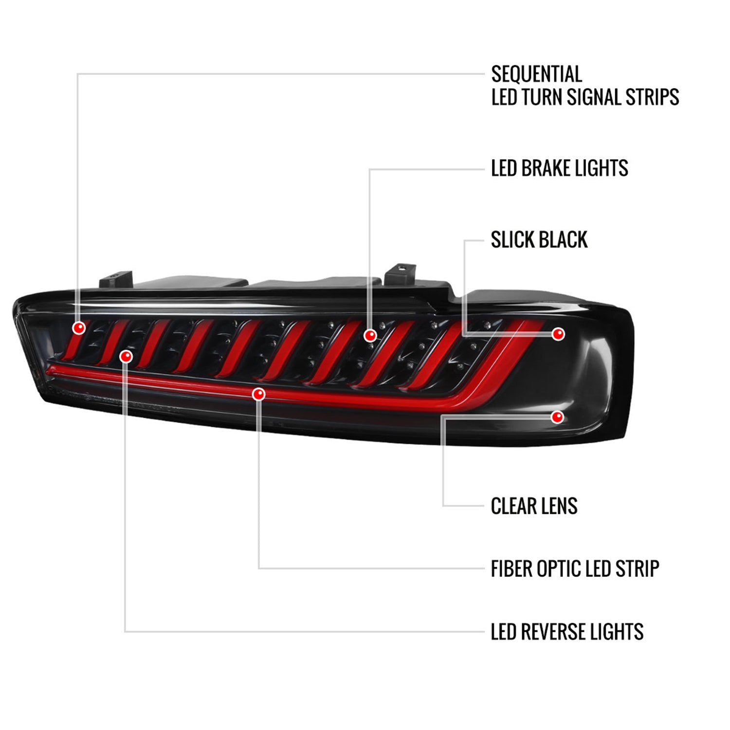 2016-2018 Chevy Camaro LED Tail Lights LED Turn Signal Lights Matt Black/Clear