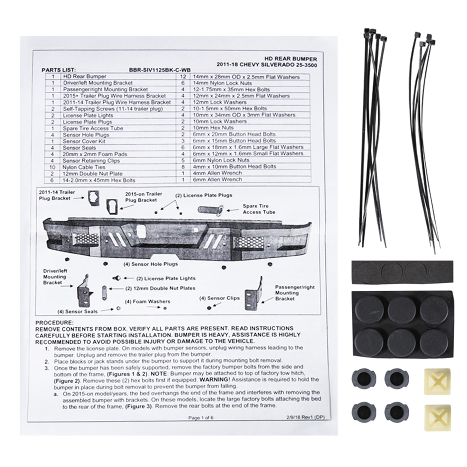 2011-2019 Chevy Silverado/ GMC Sierra 2500/3500 Black Steel Rear Step Bumper