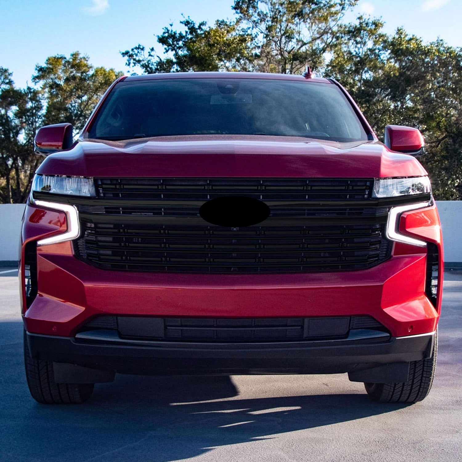 2021-2024 Chevrolet Suburban / Tahoe Grille Overlay Gloss Black 5Pcs ABS Plastic