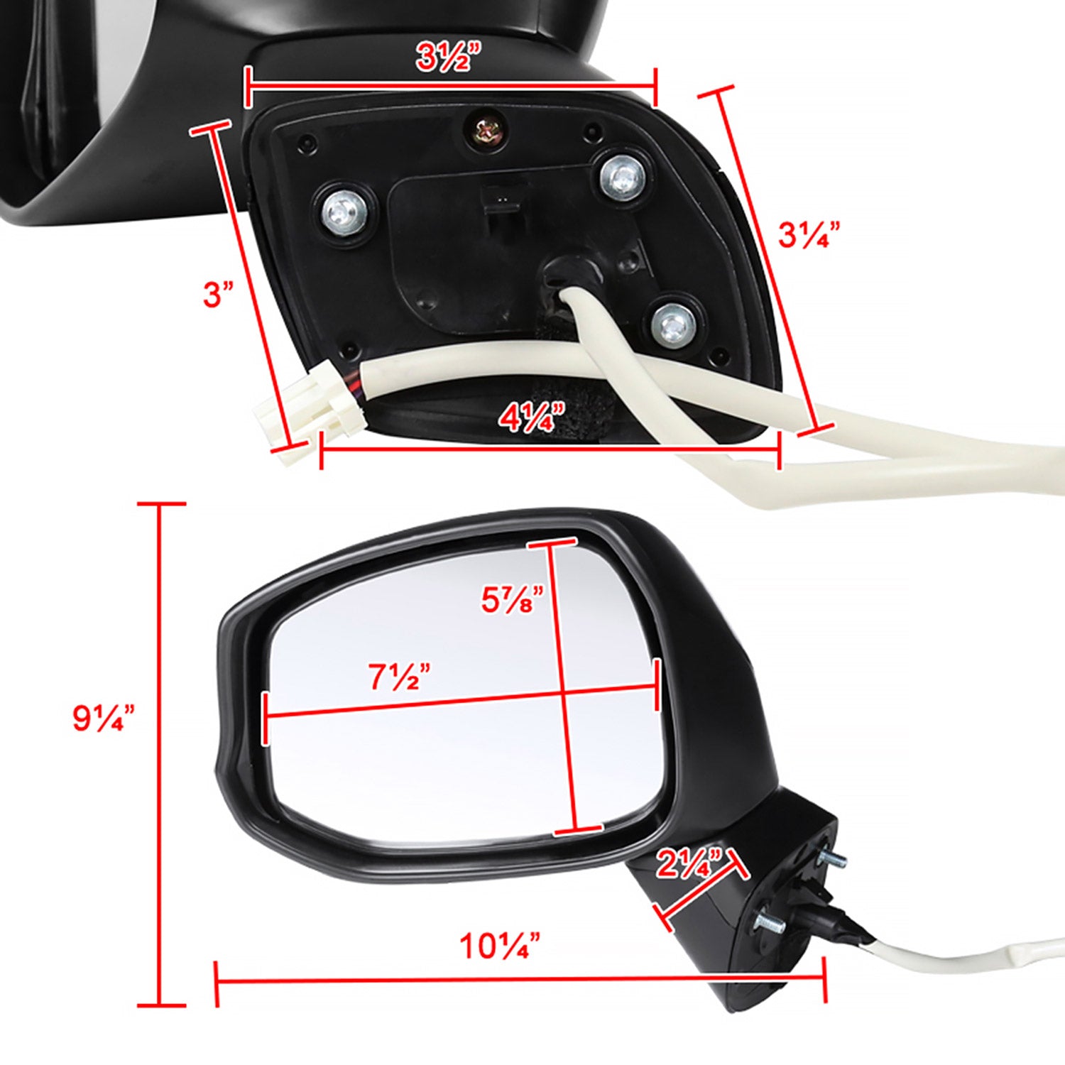 2012-2015 Honda Civic Glossy Black 3-Pin Adjustable Side Mirror - Driver Side