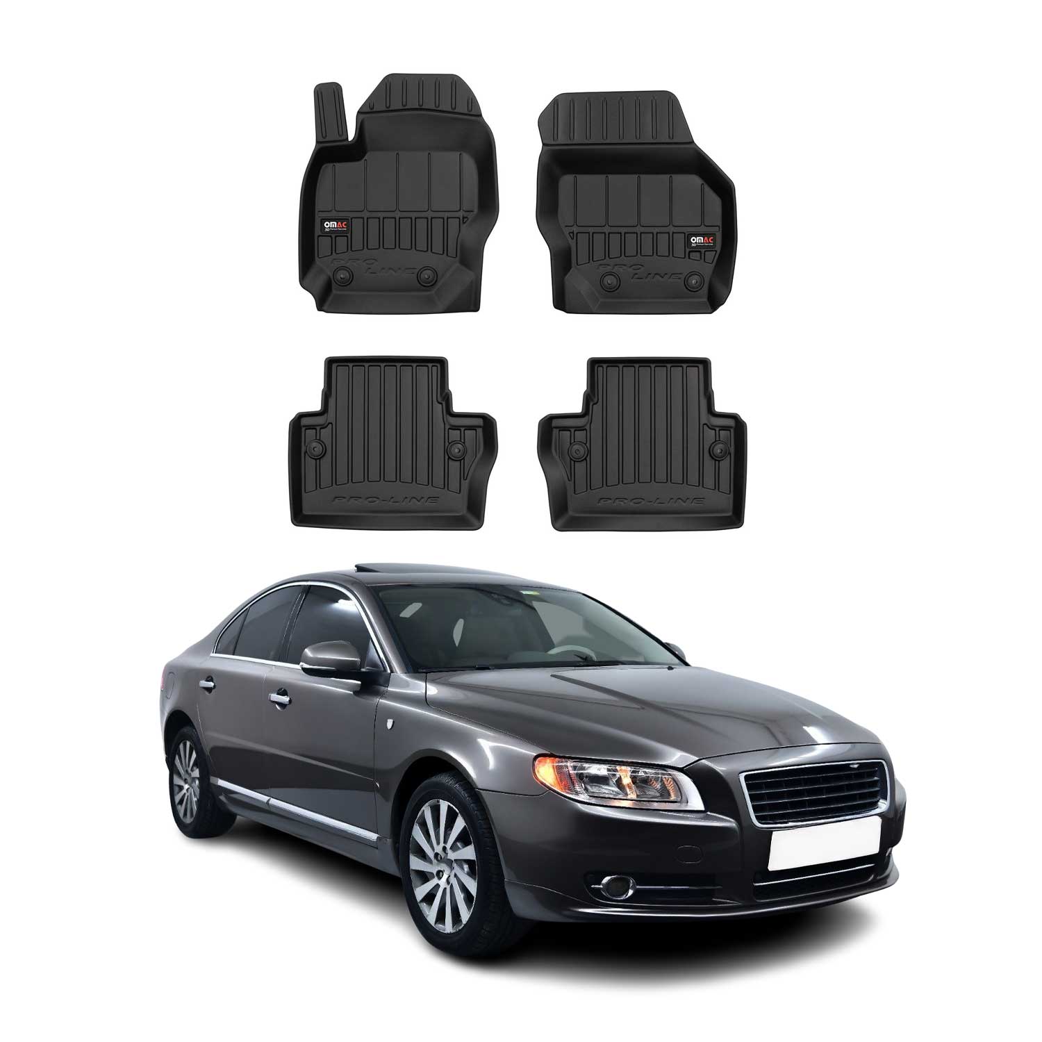 2007-2016 Volvo S80 V70 XC70 Premium Floor Mats Liners Full Set All Weather Heavy Duty