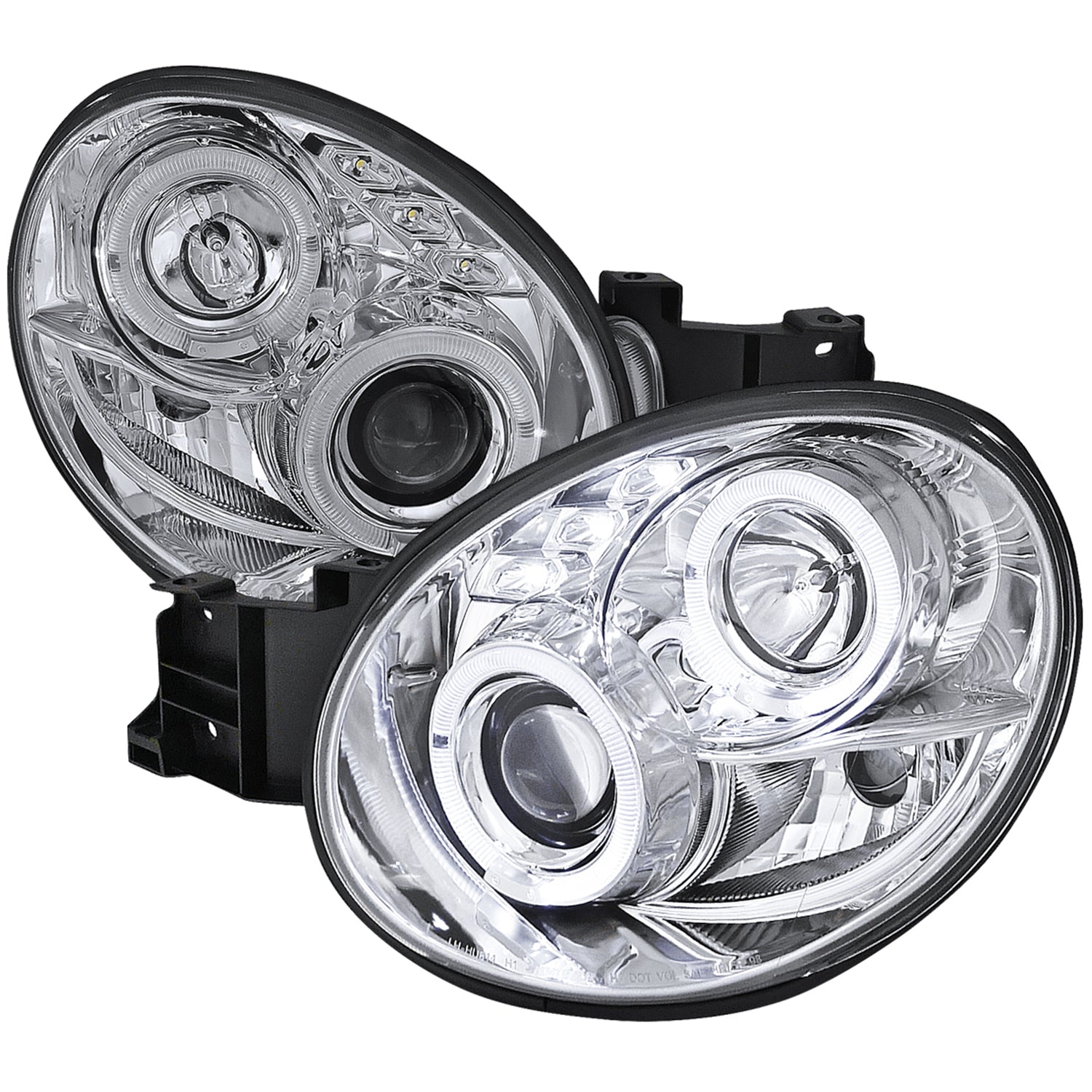 2002-2003 Subaru Impreza Dual Halo Bug Eye Projector Headlights Chrome/Clear