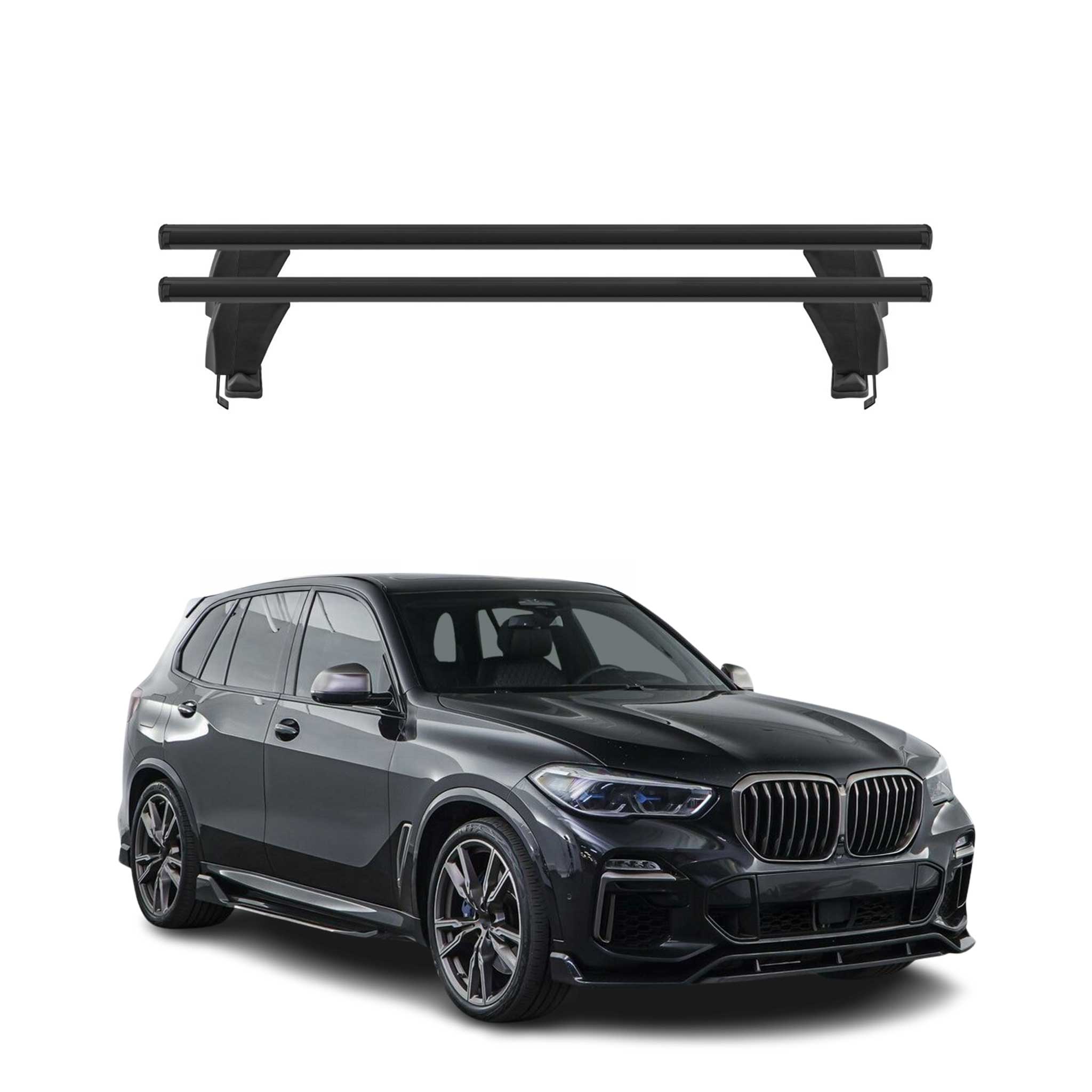 Top Roof Racks Cross Bars fits BMW X5 G05 2019-2026 2Pcs Aluminium Black