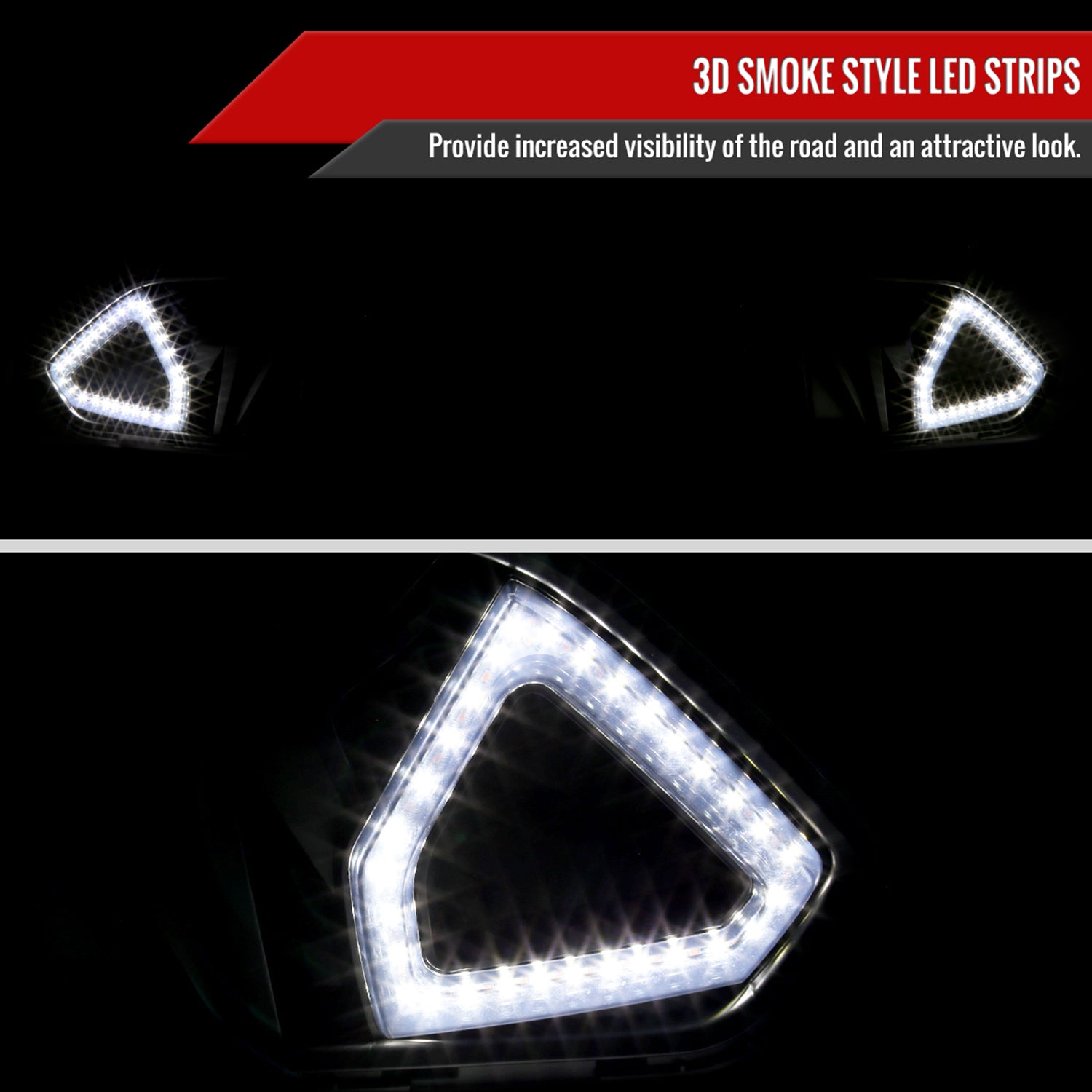 2018-2023 Ford Mustang Shark Hood Grille w/3D Smoke LED Turn Signal Lights
