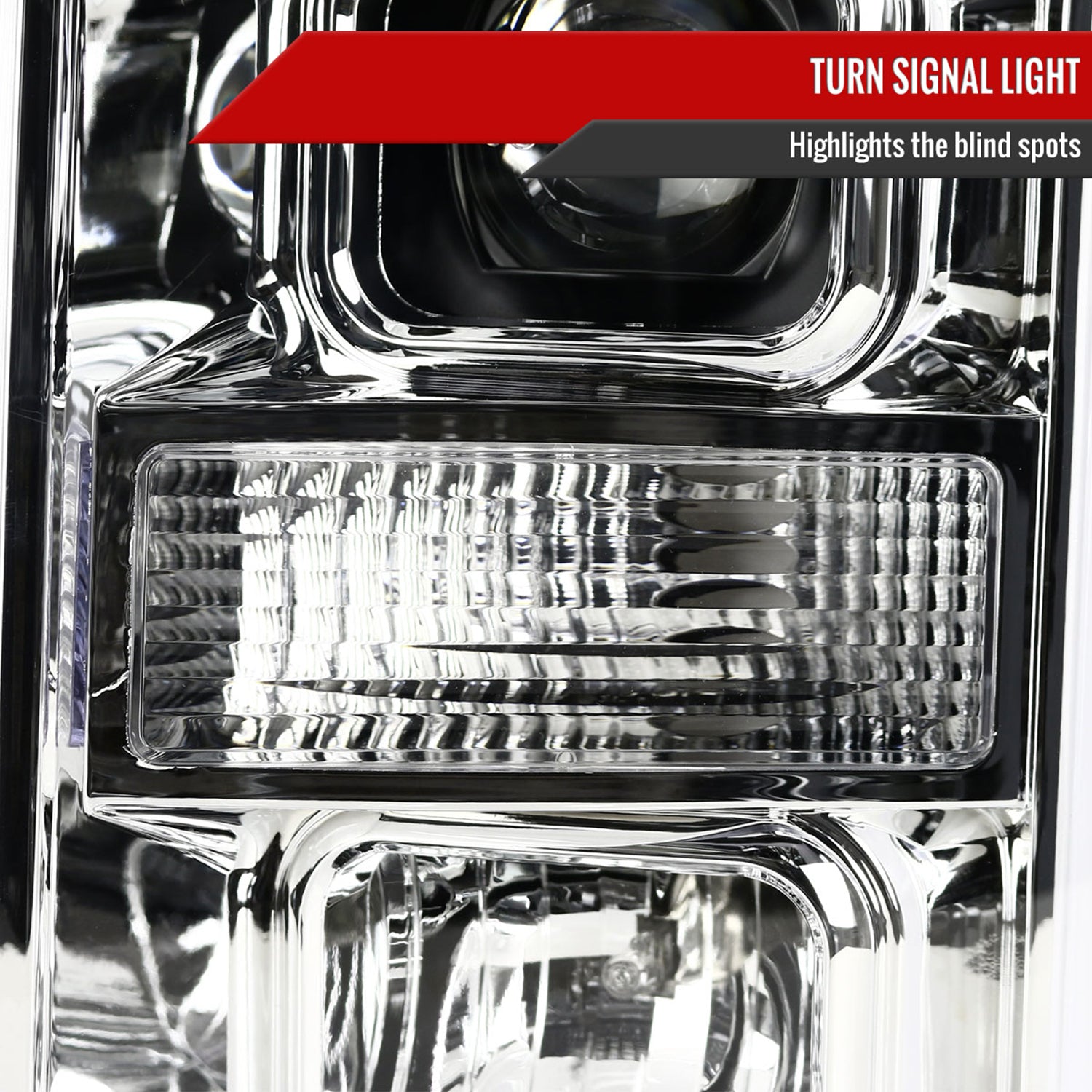 2008-2010 Ford F-250 F-350 F-450 LED C-Bar Projector Headlight Chrome/Clear