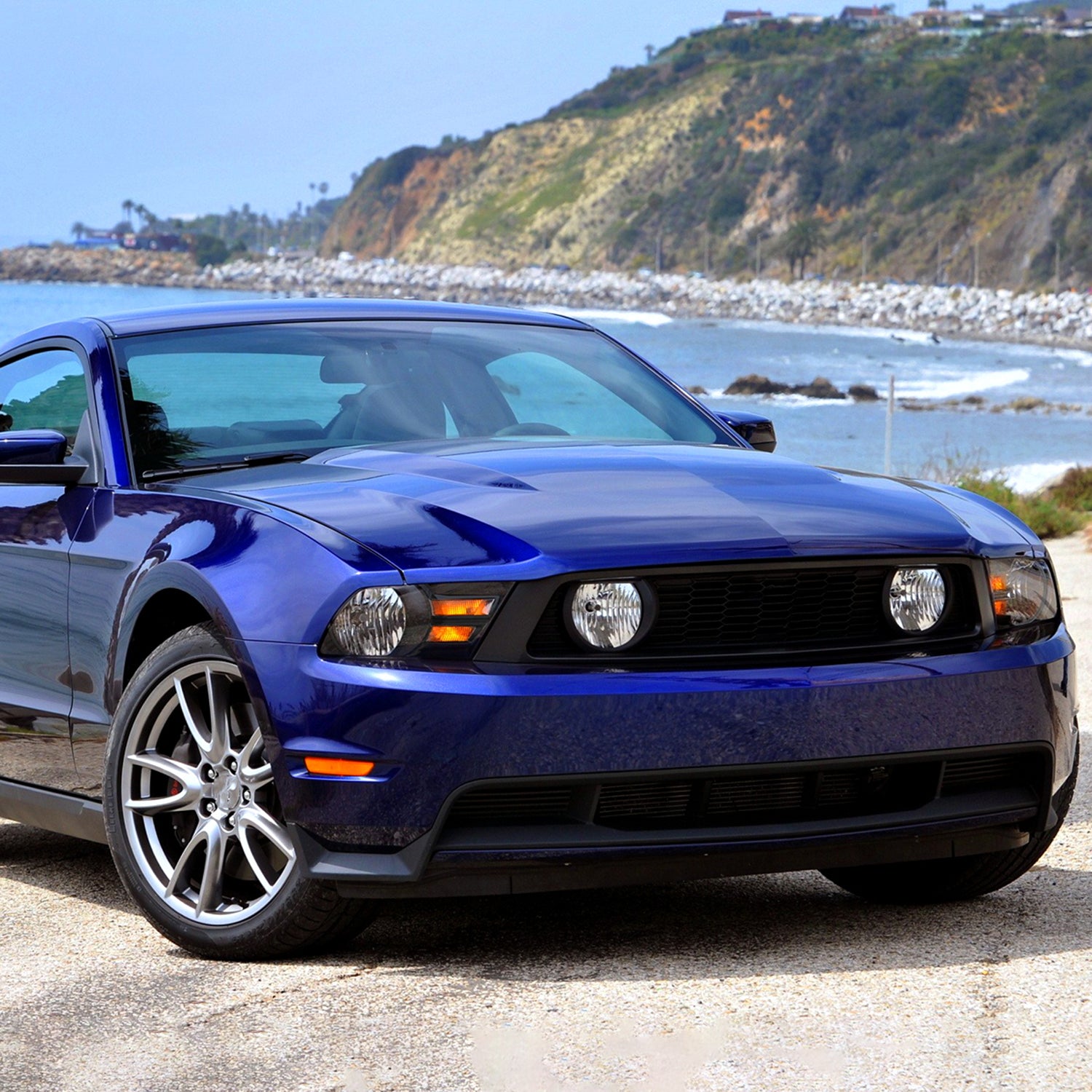 2010-2014 Ford Mustang Factory Style Headlights Matte Black/Clear Lens