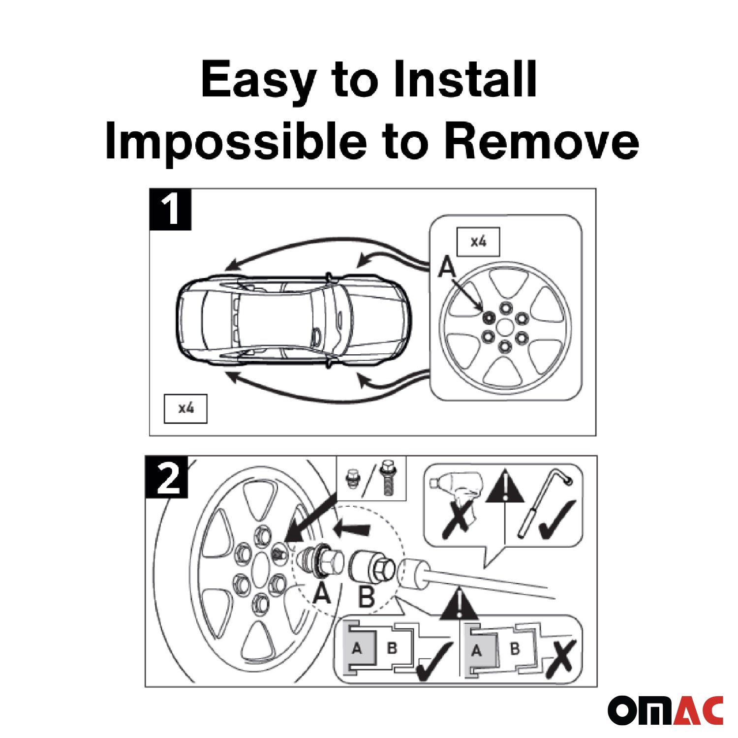 Wheel Lock Kit for Mercedes EQA EQB EQC EQE EQS M14X1,5 Black 4Locks&1Key