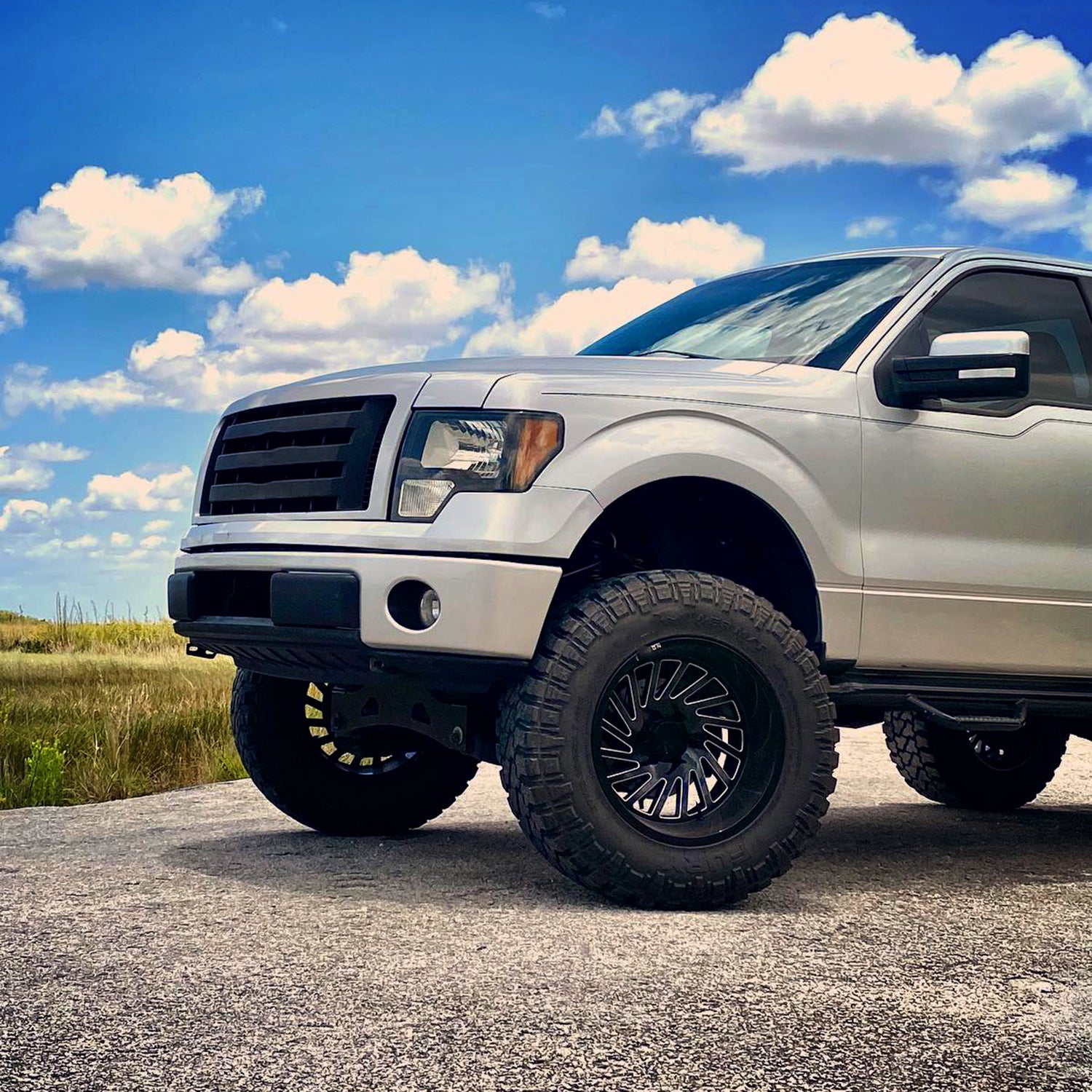 2009-2014 Ford F-150 Factory Crystal Headlights Amber Reflector Matt Black