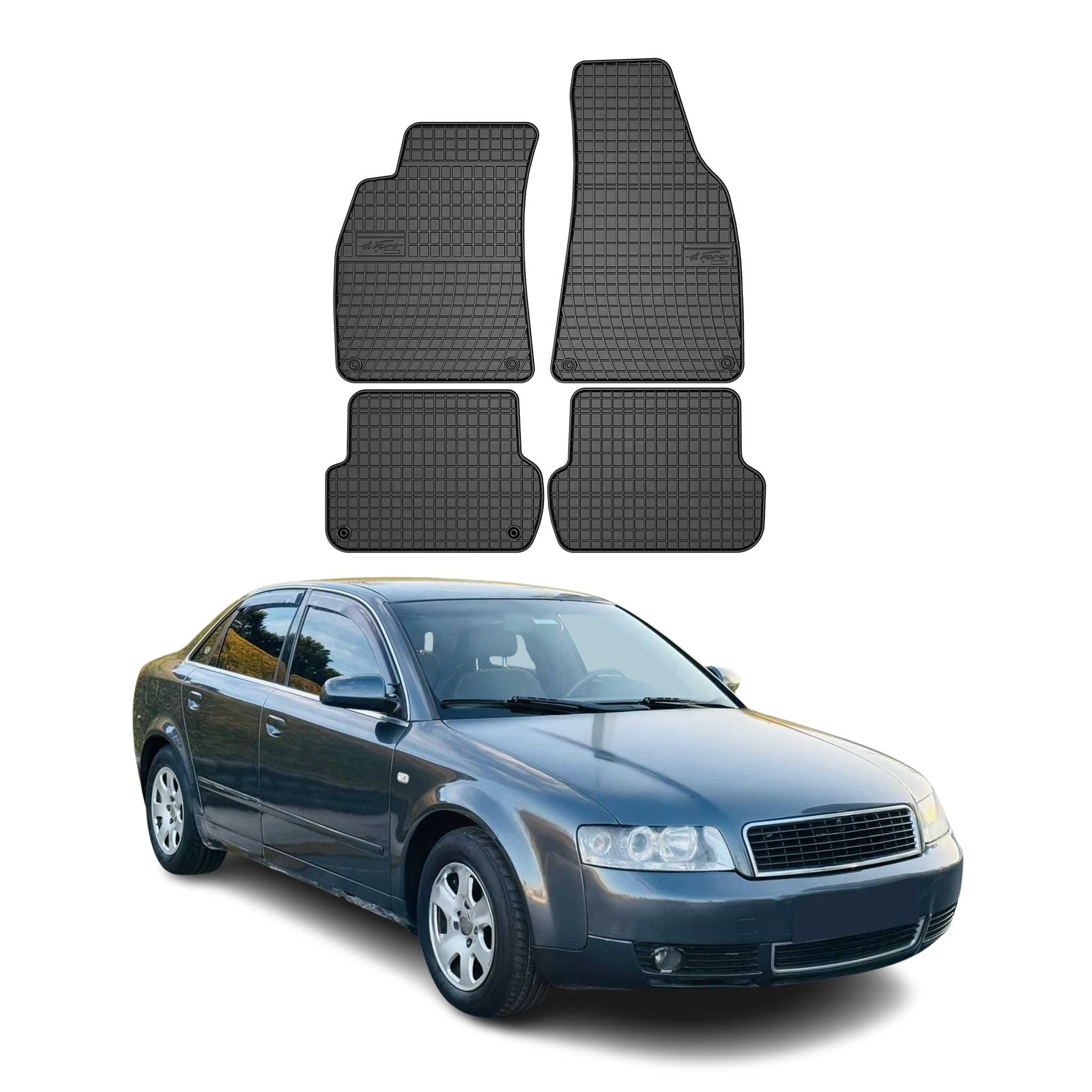 2001-2008 Audi A4 Sedan Wagon Floor Mats Liners Full Set All Weather Rubber Black