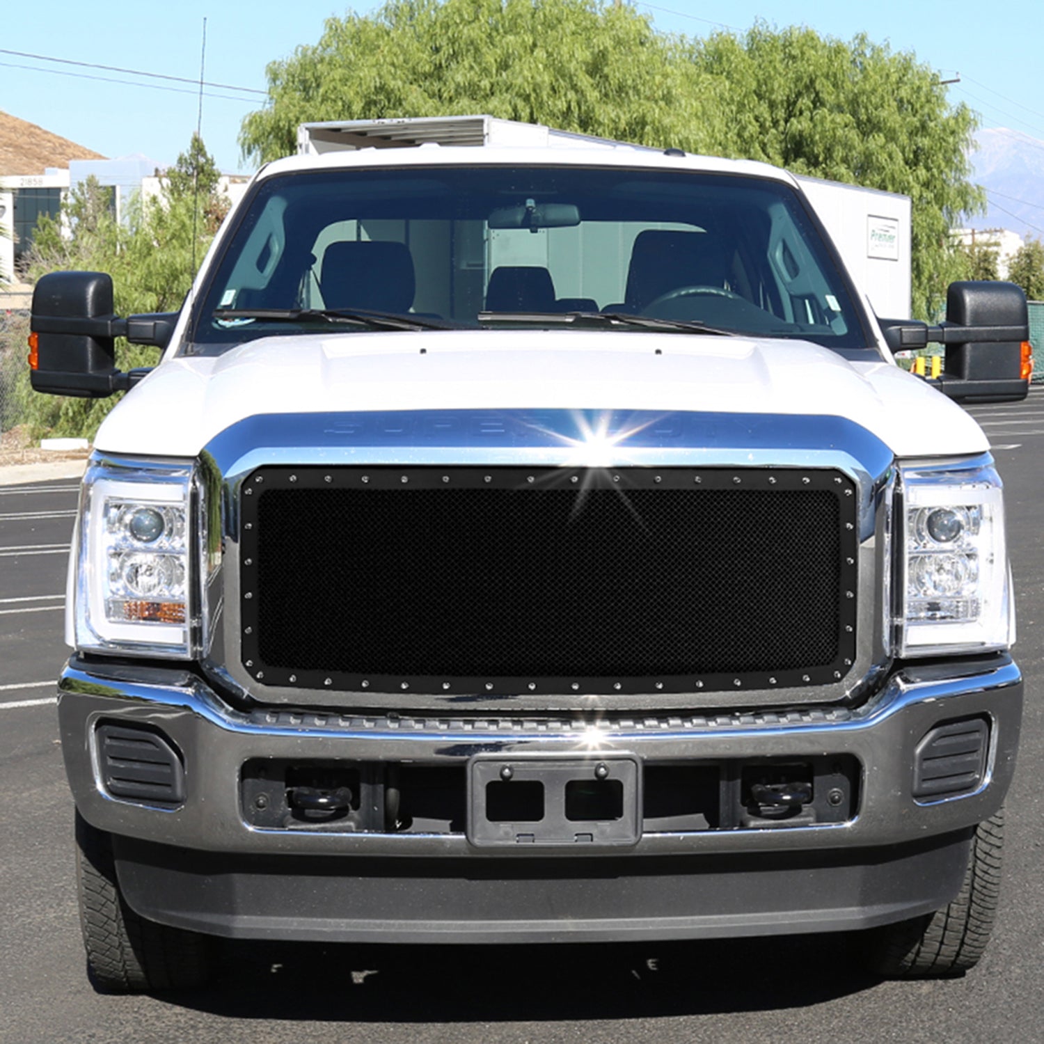 2011-2016 Ford F-250/350/450/550 Rivet Black Steel Mesh Grille Center Insert