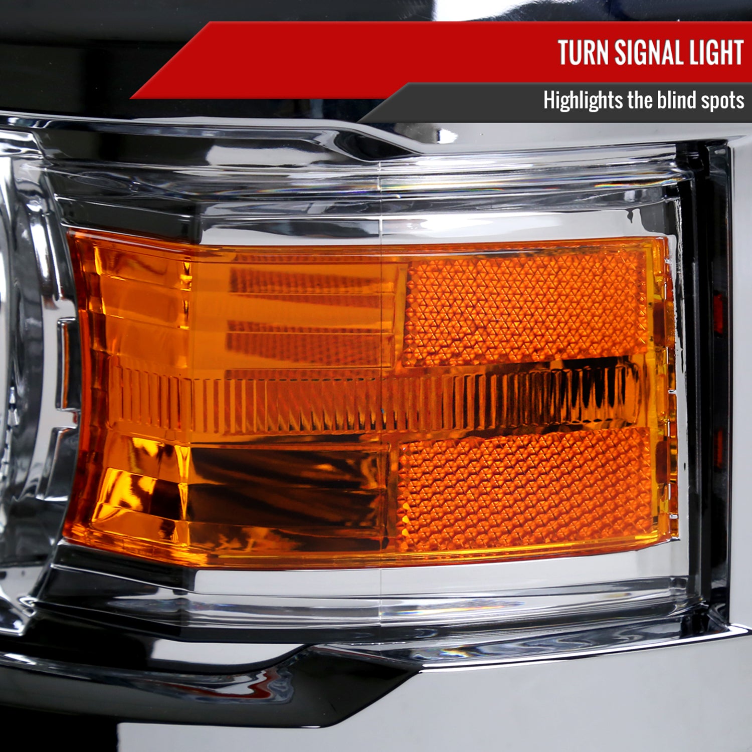 2014-2015 Chevy Silverado 1500 Projector Headlights Chrome/Clear Lens