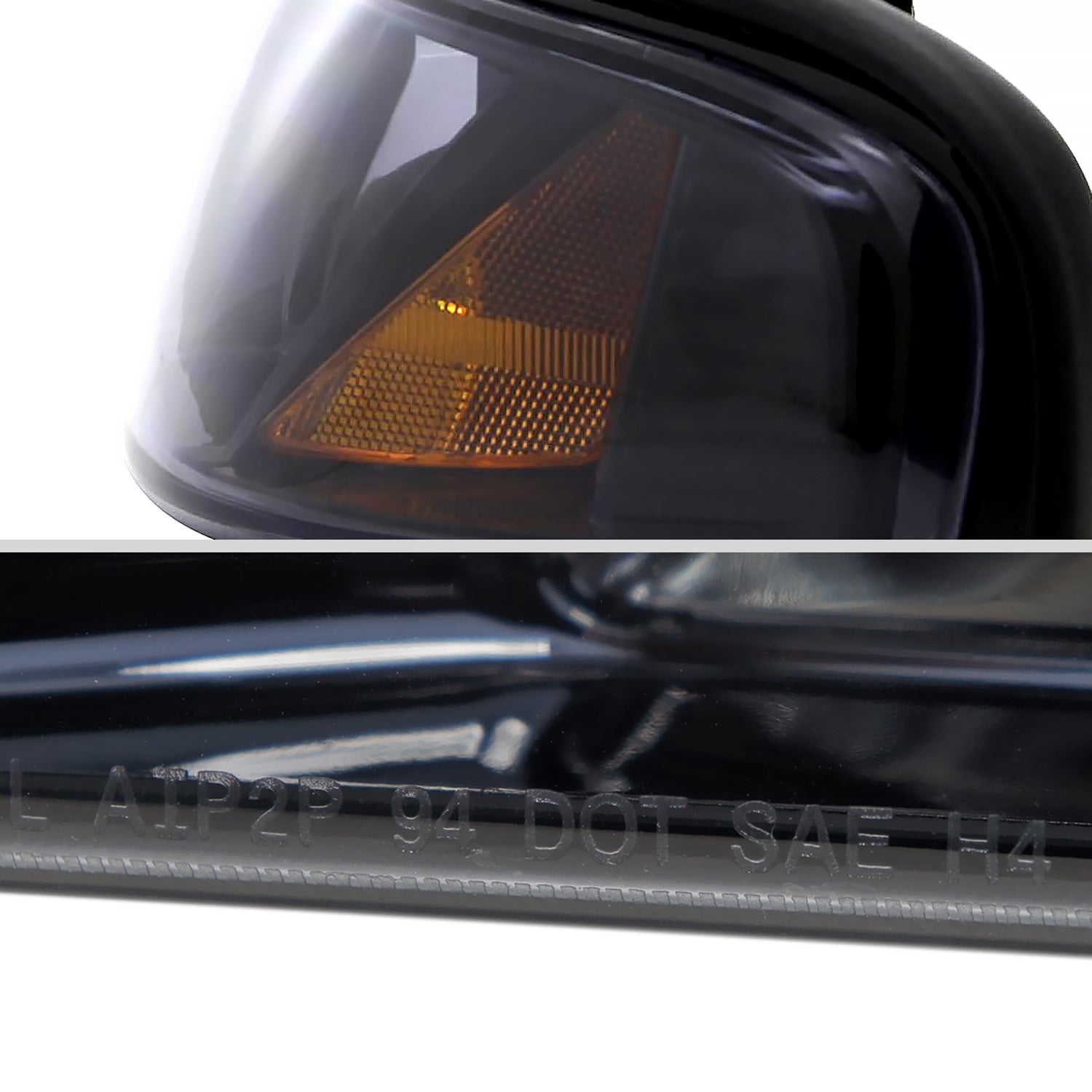 1994-1998 Ford Mustang 1PC Crystal Headlights w/Amber Reflectors Chrome/Smoke